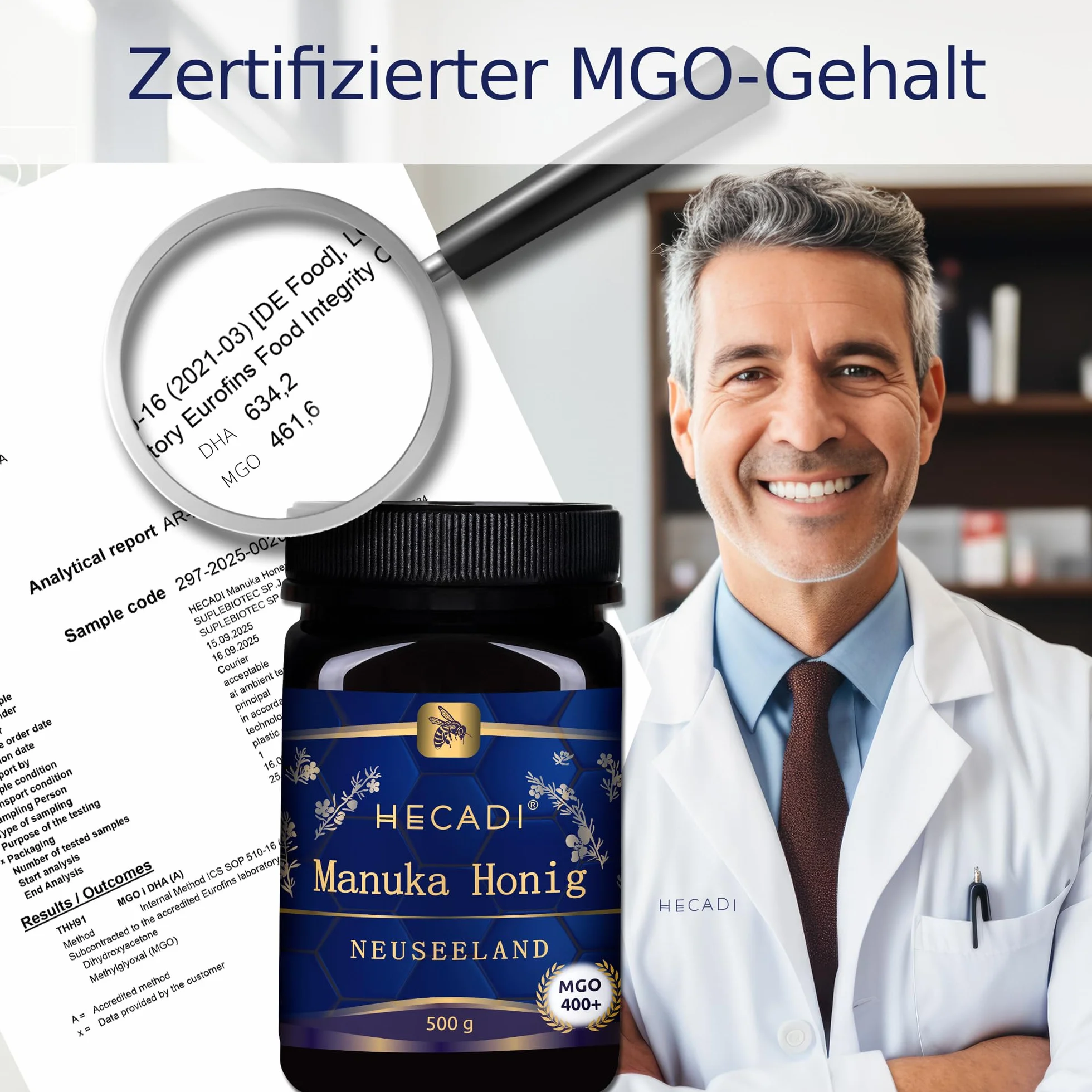 Miód Manuka 400+ MGO Oryginalny Miód z Nowej Zelandii I z certyfikowaną i gwarantowaną zawartością MGO 500g