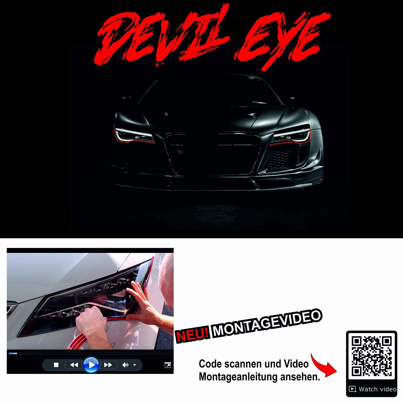 Finest Folia Devil Eye® folia na reflektory, paski ozdobne, taśma klejąca, samoprzylepna KX004