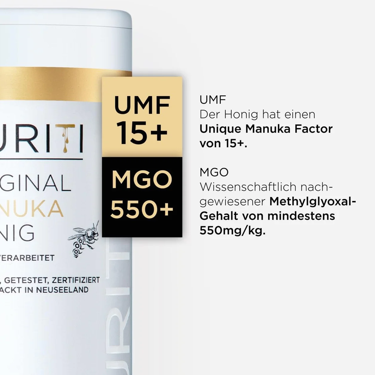 PURITI Miód Manuka MGO 550+ 500 g z Nowej Zelandii certyfikowany metyloglioksal