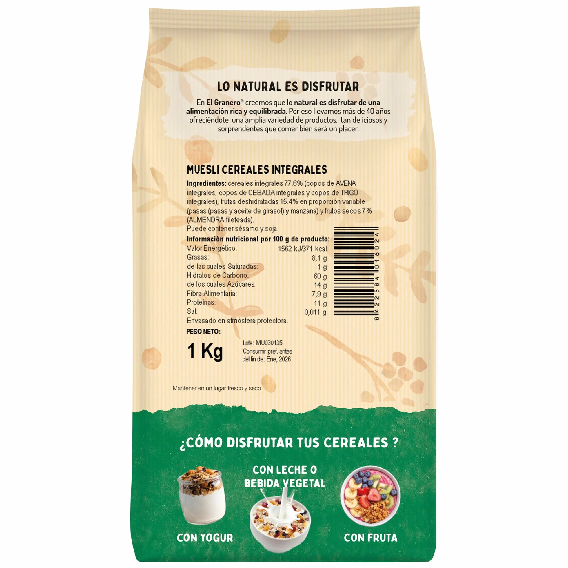 Nutricosmetics - Granero Muesli 1 Kg No Biologico