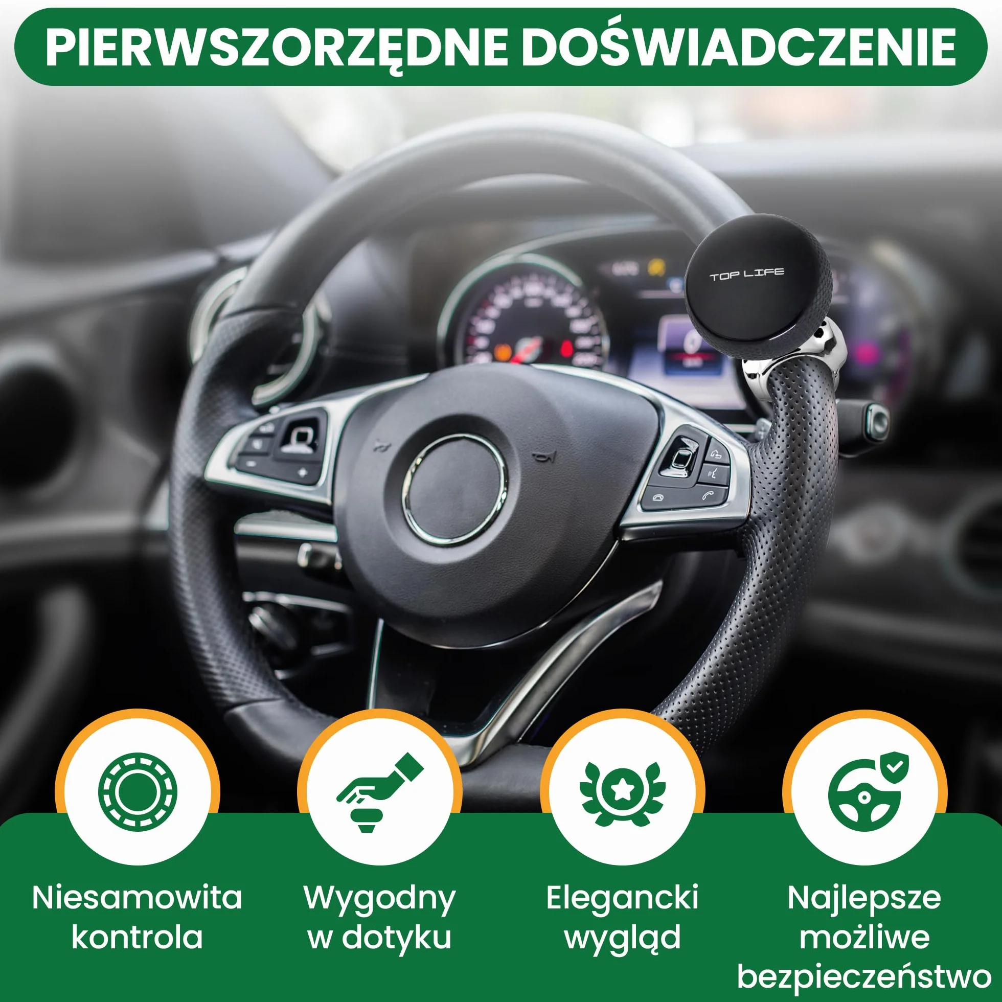 Silikonowa gałka kierownicy Brodie Spinner uniwersalna do samochodu ciągnika kosiarki