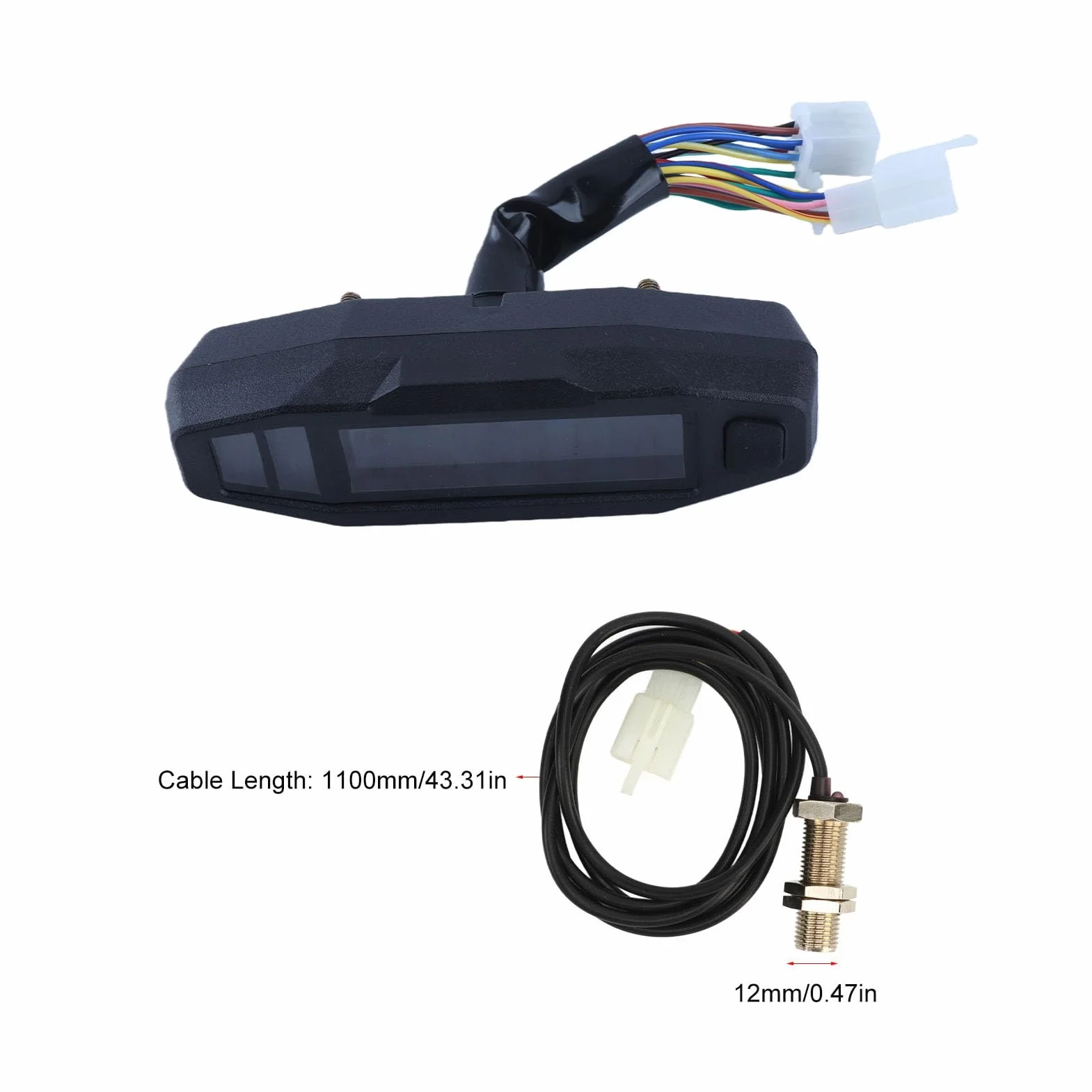 Prędkościomierz motocyklowy, 0-199KM/H 12V wyświetlacz LCD cyfrowy prędkościomierz drogomierz wskaźnik paliwa z podświetleniem, przełączanie kilometrów i mil, wskaźnik cyfrowy
