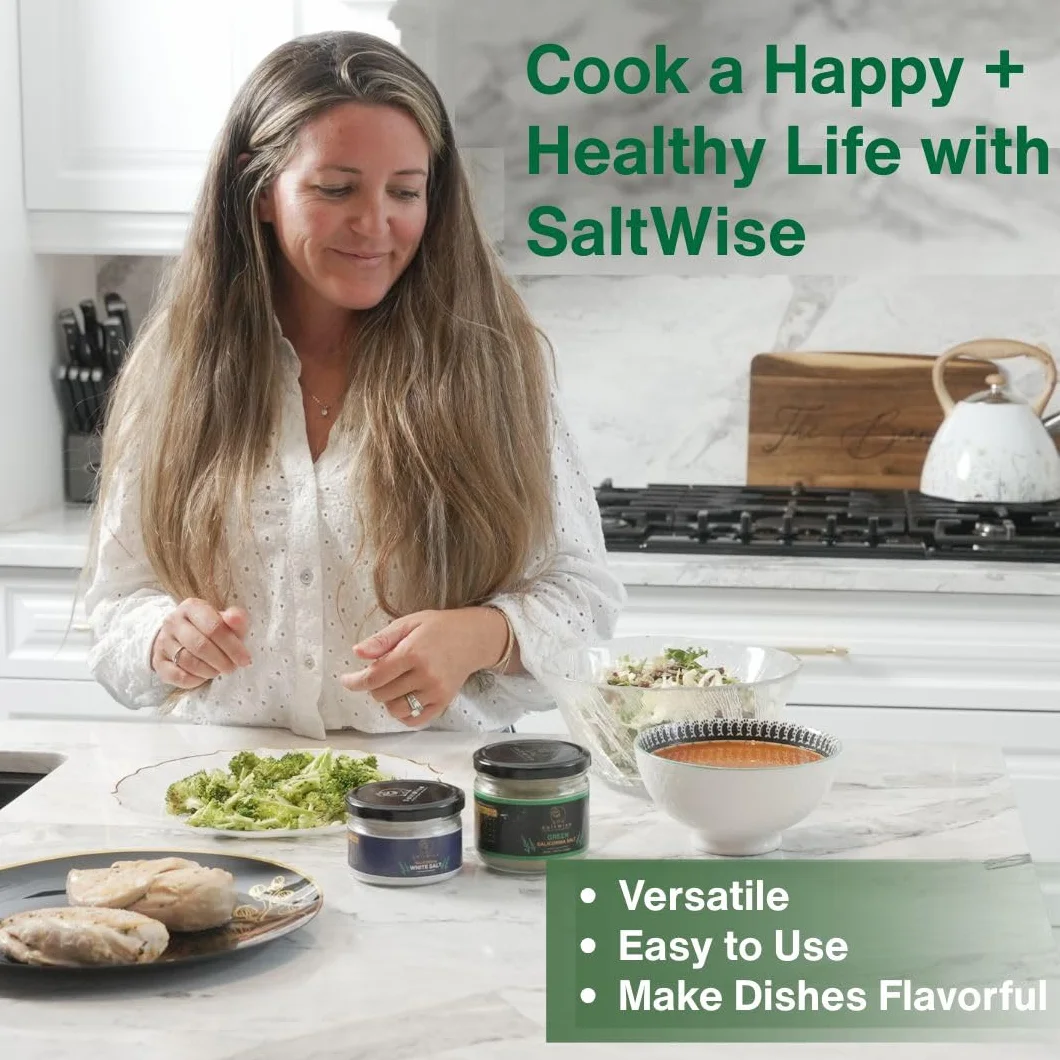 SaltWise Green & White Salicornia Salt Gift Set 14.10 oz / 400g Gourmet Plant-Based Low Sodium Vegan Natural