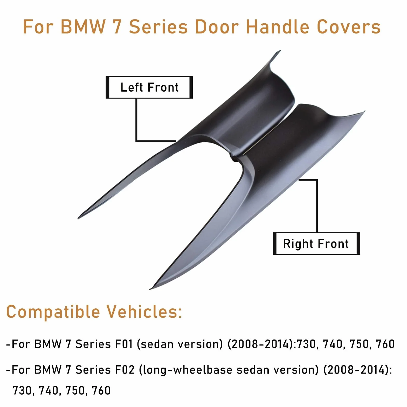 TTCR-II Pokrowce na klamki do drzwi kompatybilne z BMW serii 7, lewe przednie i prawe przednie klamki do drzwi przednich (kompatybilne z BMW 730 740 750 760 F01/F02 2008-2014)