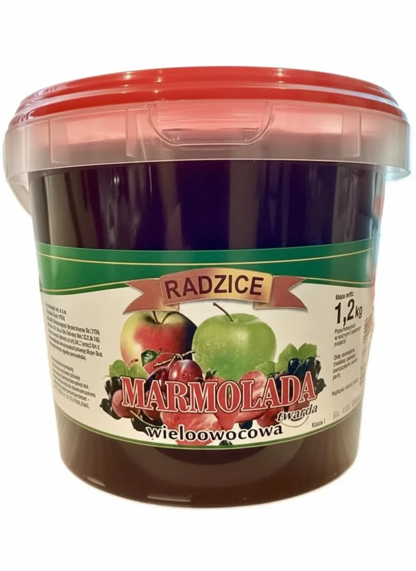 Marmolada wieloowocowa TWARDA wiaderko 1,2kg Przetwórnia Radzice