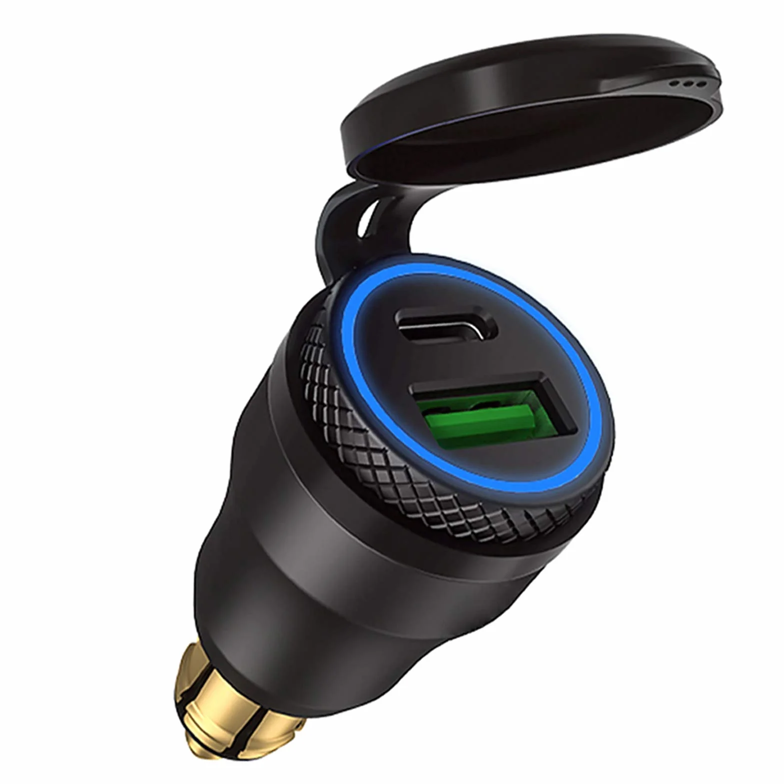 iMESTOU Aluminiowa ładowarka DIN USB C, gniazdo USB Hella do motocykli BMW, podwójna ładowarka USB QC 3.0 szybkie ładowanie, wodoodporny zasilacz do DIN 12-24 V BMW Ducati Triumph