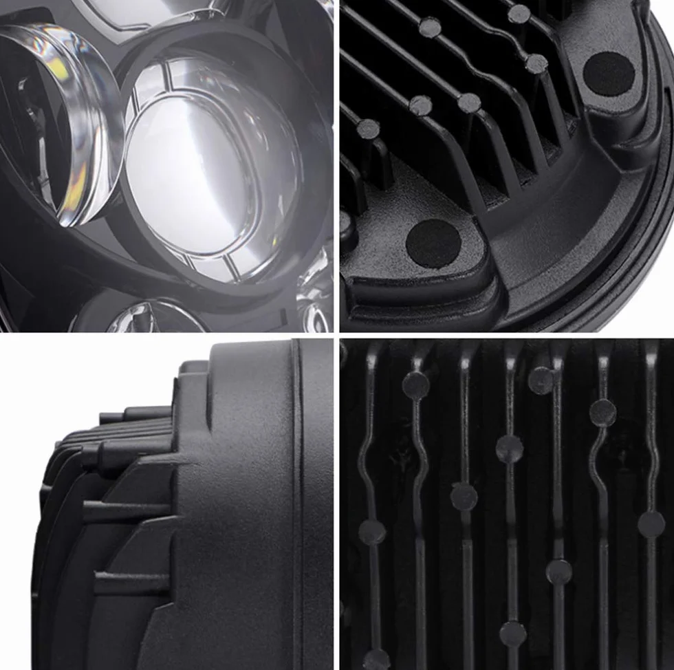 5.75"45W 3/4 Motorcycle Projector Reflektor LED Lampa dla Harley Sportster Iron 883 1200 Dyna Street Bob FXDB (czarny)