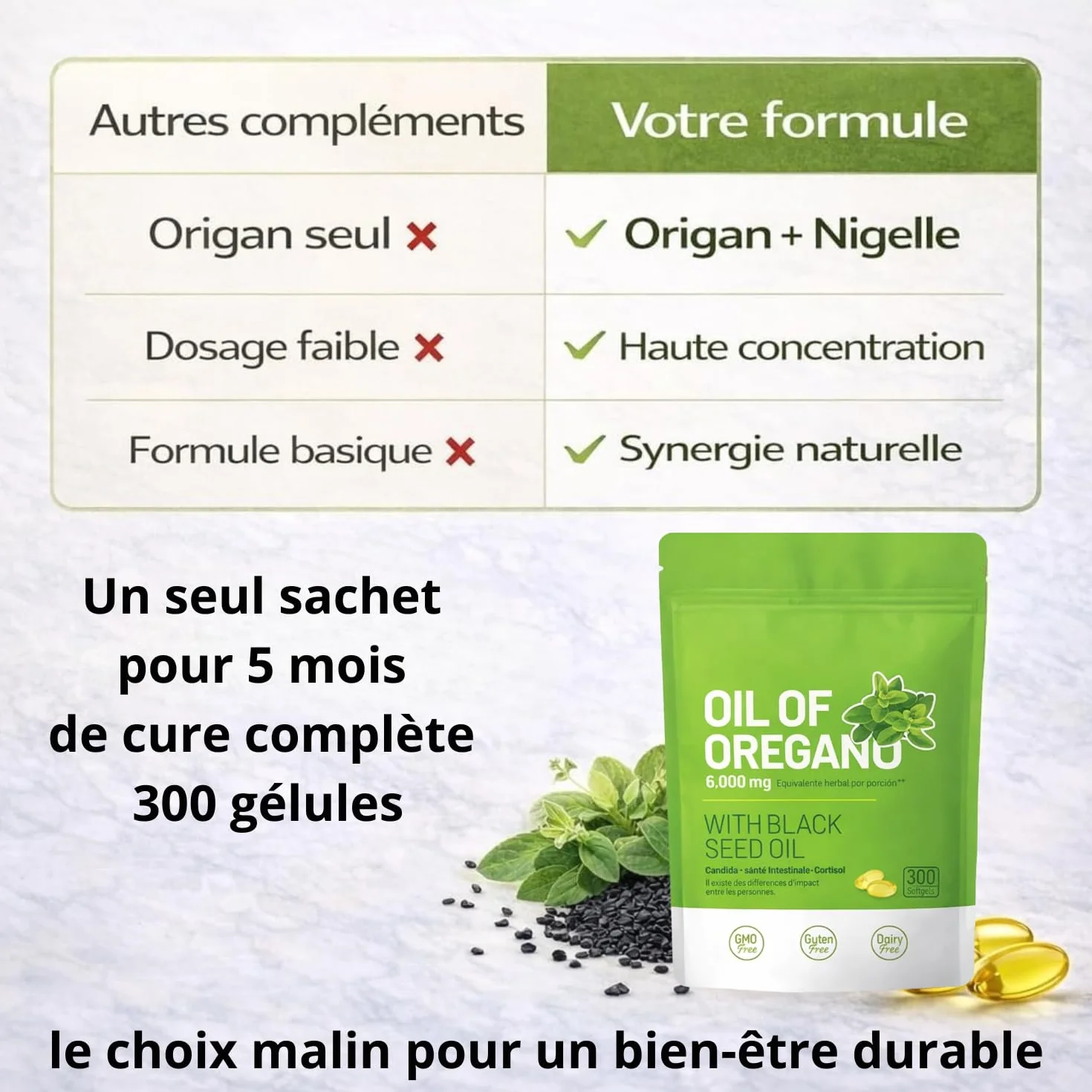 Olej z oregano i olejek z Nigella 300 kapsułek 6000 mg Wysokie stężenie Naturalne wsparcie odporności