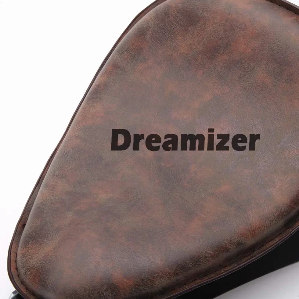 DREAMIZER motocyklowe skórzane siedzisko bobber, retro motocyklowe pojedyncze siedzenie ze wspornikiem sprężynowym, płyta podstawowa, zamiennik dla Sportster XL883 1200 48 Chopper, niestandardowe
