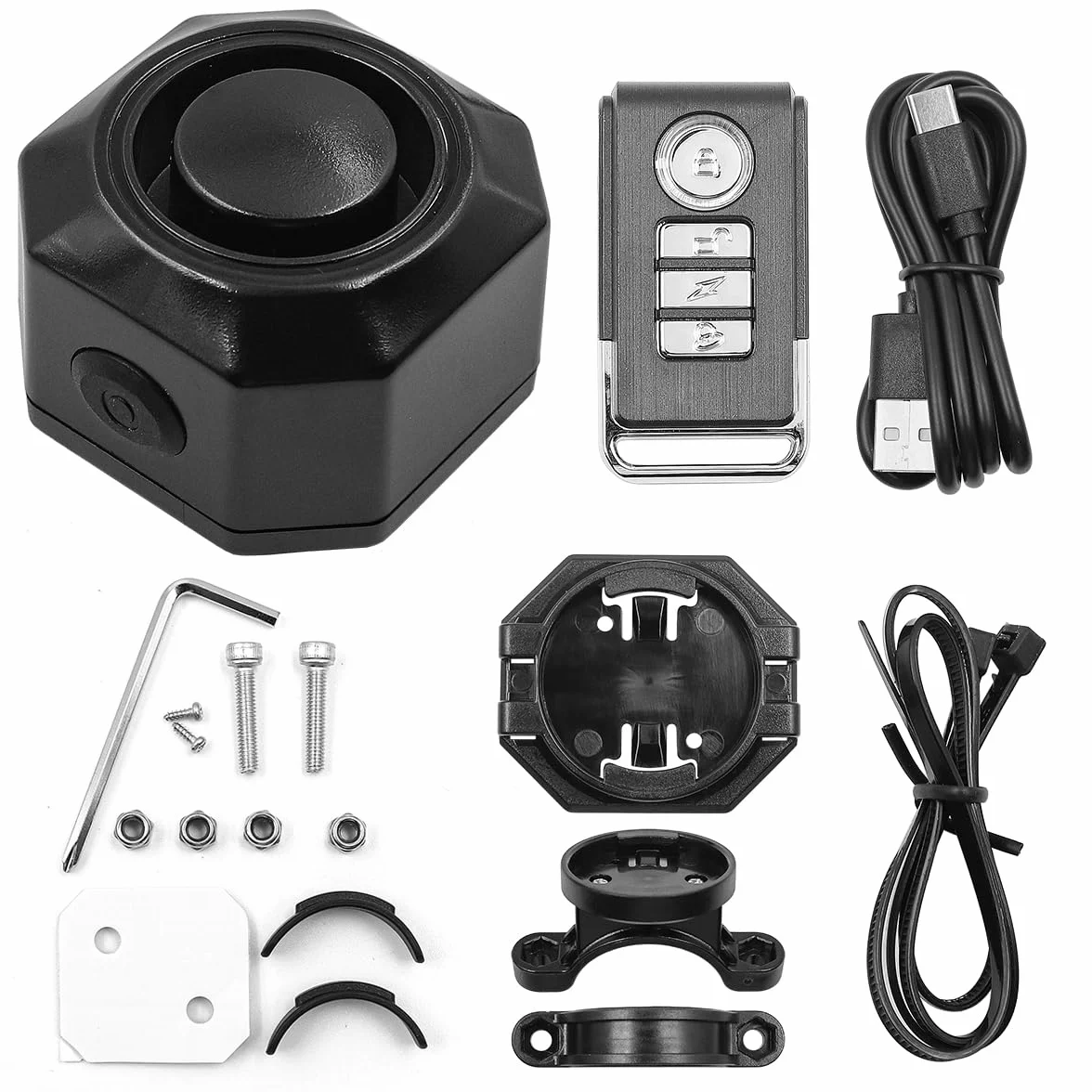 WANGCL Alarm rowerowy z pilotem USB, ładowalny, bezprzewodowy, antykradzieżowy alarm wibracyjny o głośności 110 db do motocykla, skutera inwalidzkiego, przyczepy kempingowej