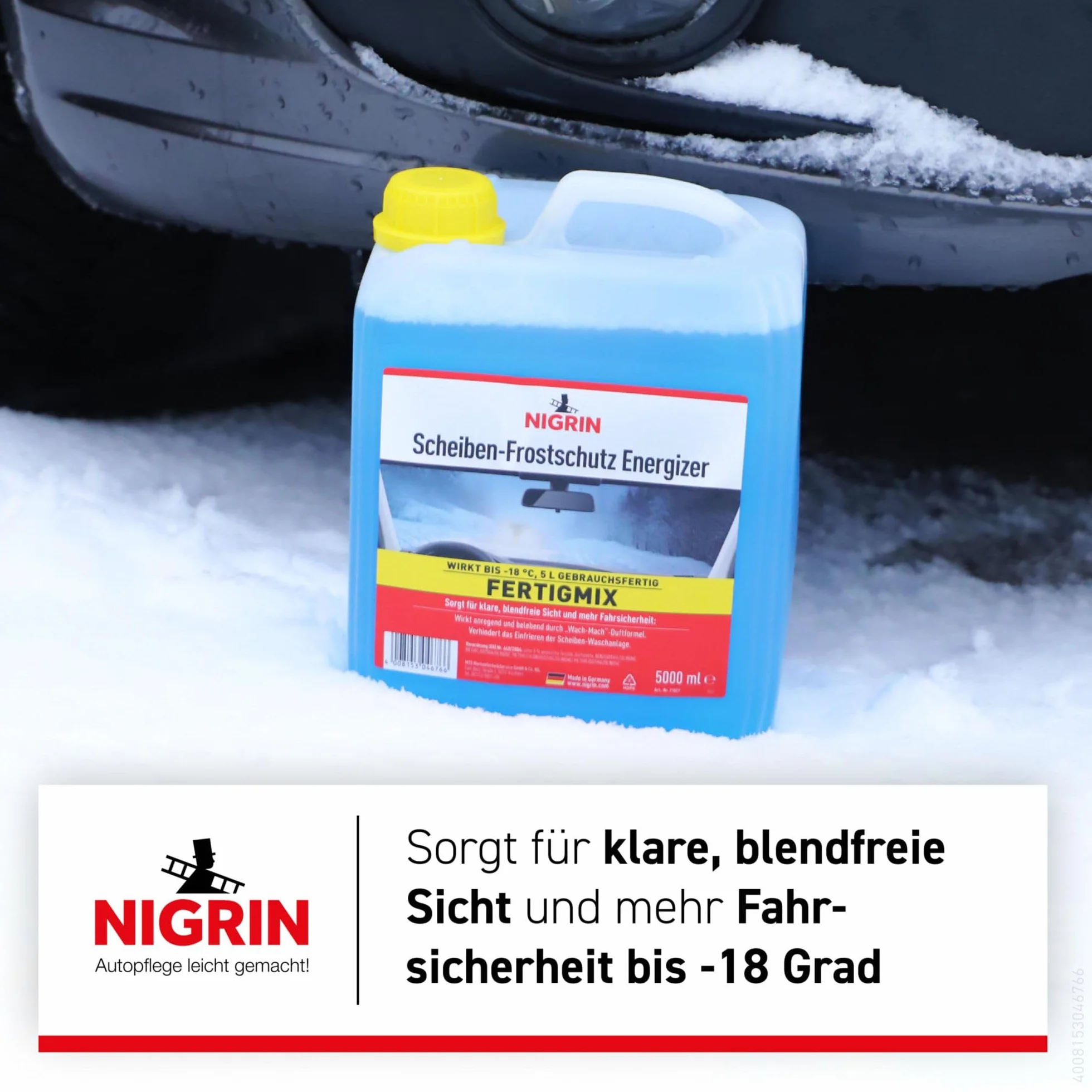 NIGRIN Szyba przeciwzamarzająca ENERGIZER Ready-Mix -18°, szybko działająca, bez smug i zapobiega ponownemu zamarzaniu, niebieska, 5 litrów