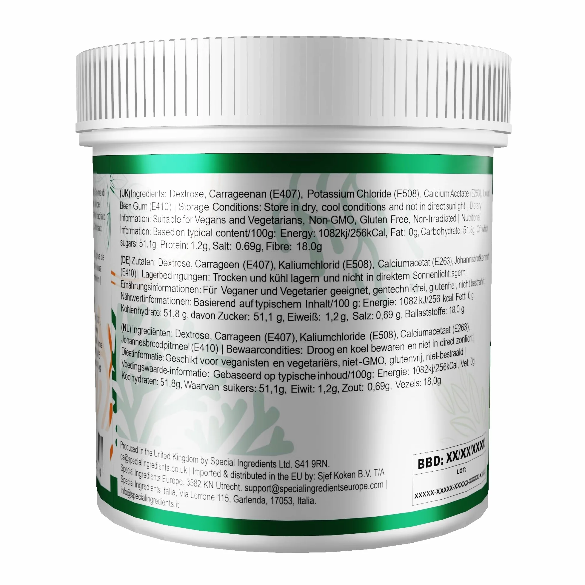 Special Ingredients Vegi Gel Premium Quality Powder 100 g - wegańska żelatyna, bez GMO, bezglutenowy – pojemnik nadający się do recyklingu