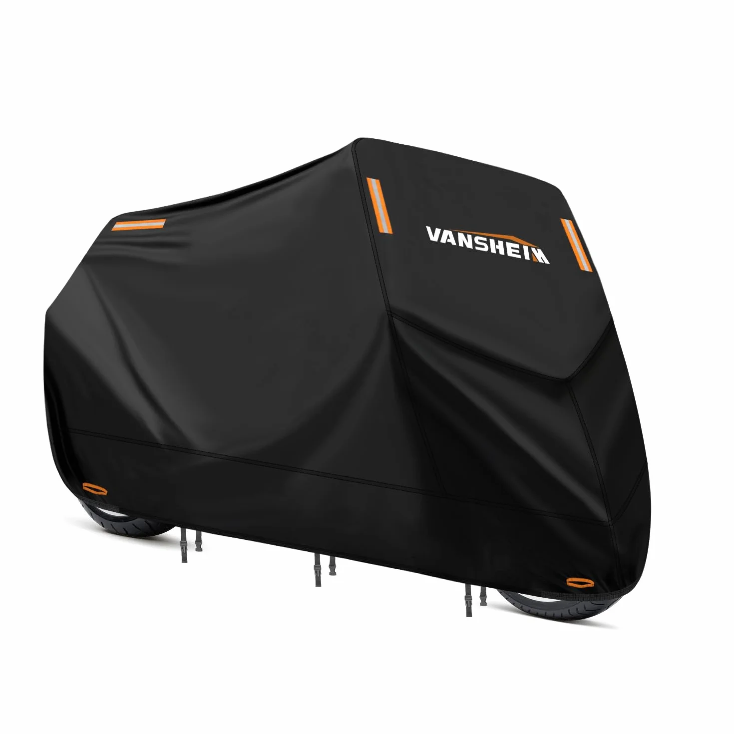 VANSHEIM Pokrowiec na motocykl, wodoodporny Pokrowiec na motocykl na zewnątrz, tkanina Oxford 420D, Pokrowiec na motorower do użytku wewnątrz, wodoodporny, wiatroszczelny Pokrowiec na moped, Pokrowiec