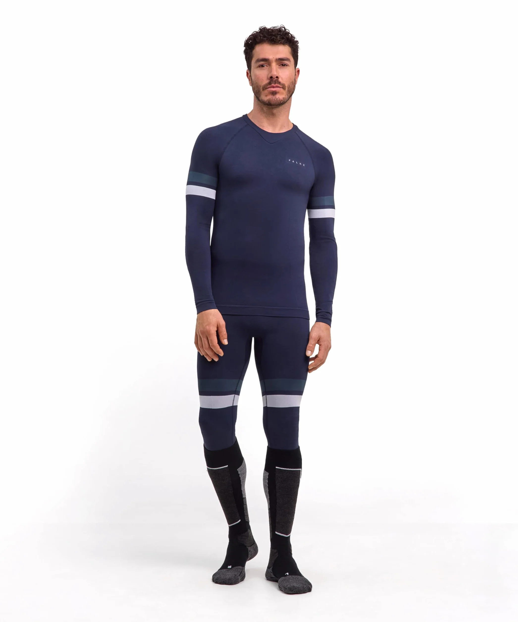 FALKE Mężczyźni Warstwa podstawowa (góra) Maximum Warm Trend Round Neck M L/s Sh materiał funkcyjny szybkoschnące termoaktywne 1 Sztuka, Niebieski Space Blue 6116, S