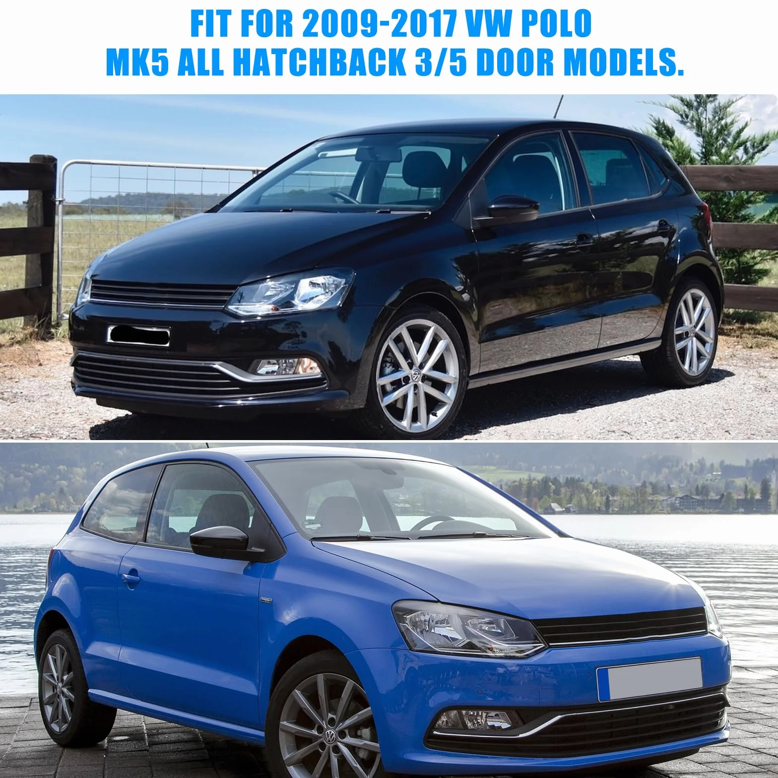 Nakładki na lusterka samochodowe, 1 para nakładek na lusterko wsteczne, osłony lusterek bocznych do VW Polo MK5 2009-2017, czarne