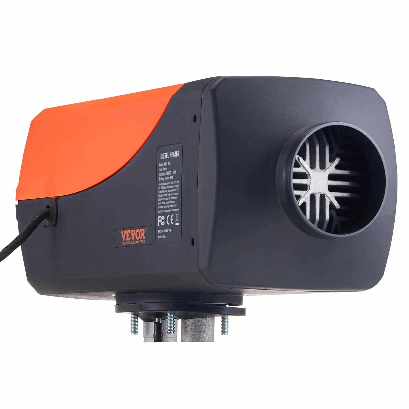 VEVOR Diesel nagrzewnica powietrza 12 V 5 kW zużycie 0,16-0,52 l/h Ogrzewanie stacjonarne 8-36 ° C Regulowany 15-20 m² Inteligentne sterowanie LCD Pilot zdalnego sterowania 10L Zbiornik do samochodu
