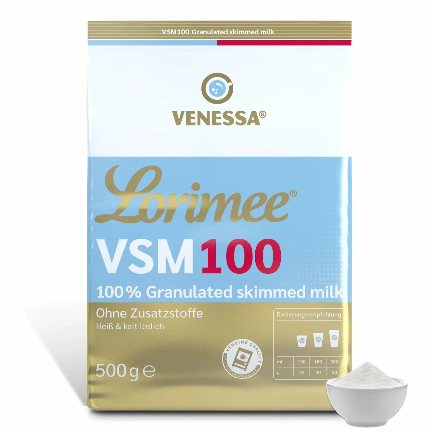 Venessa VSM 100 Lorimee odtłuszczone mleko w proszku granulat 500 g Skimmed Milk do kawy