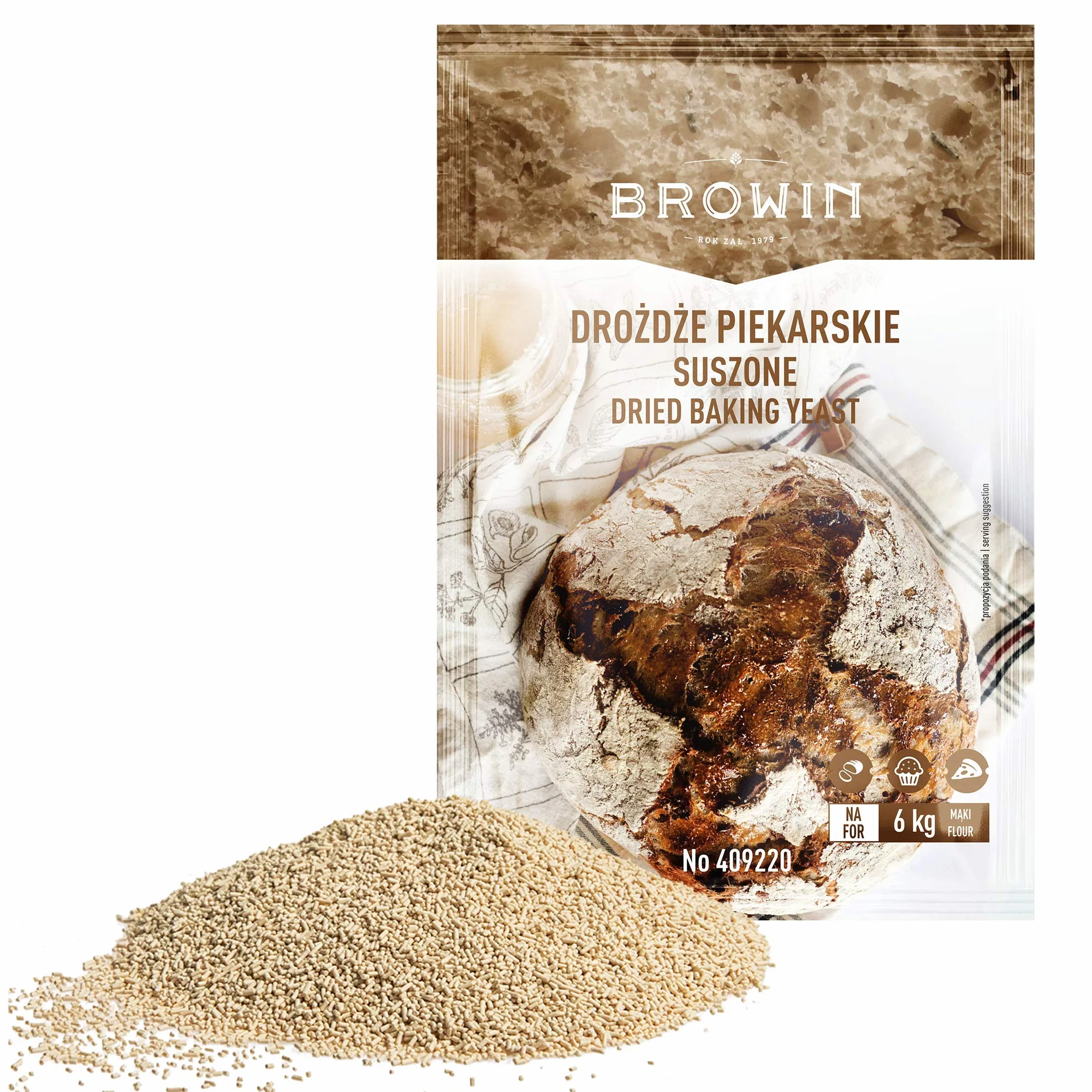 Browin Drożdże suszone 100 g do ciast, chleba, pizzy