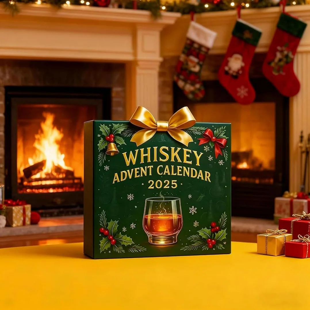 Kalendarz adwentowy z whisky 2025, 2D, 24 dni bez powtórzenia, zawieszka do whisky, podróż degustacyjna przez świat, kalendarz adwentowy bez alkoholu, prezent dla miłośników alkoholu (whisky)