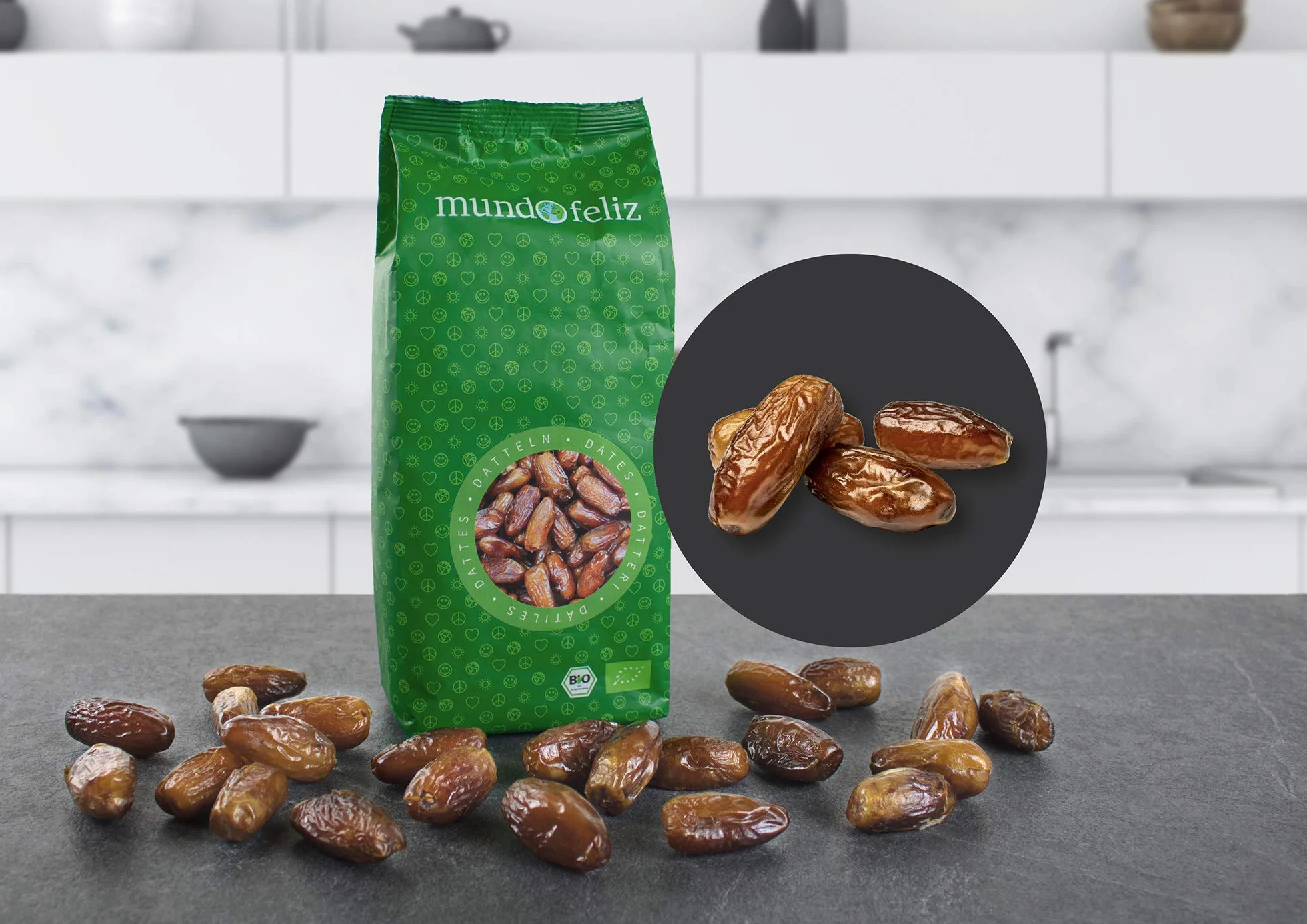 Mundo Feliz Organiczne Suszone Daktyle Bez Pestek, 2 X 500 G
