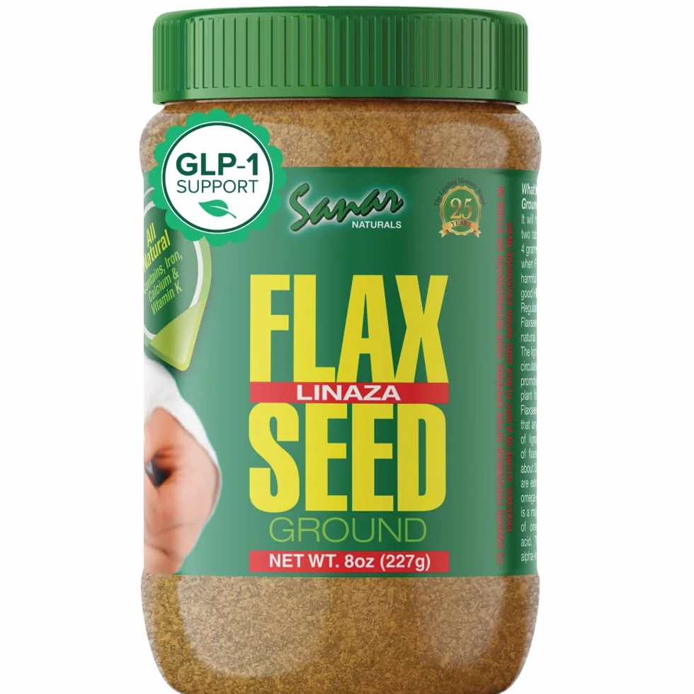 SANAR ORGANIC GROUND FLAX SEED LINAZA, Omega 3 6 9, DEITARY FIBER - LINANS, ...