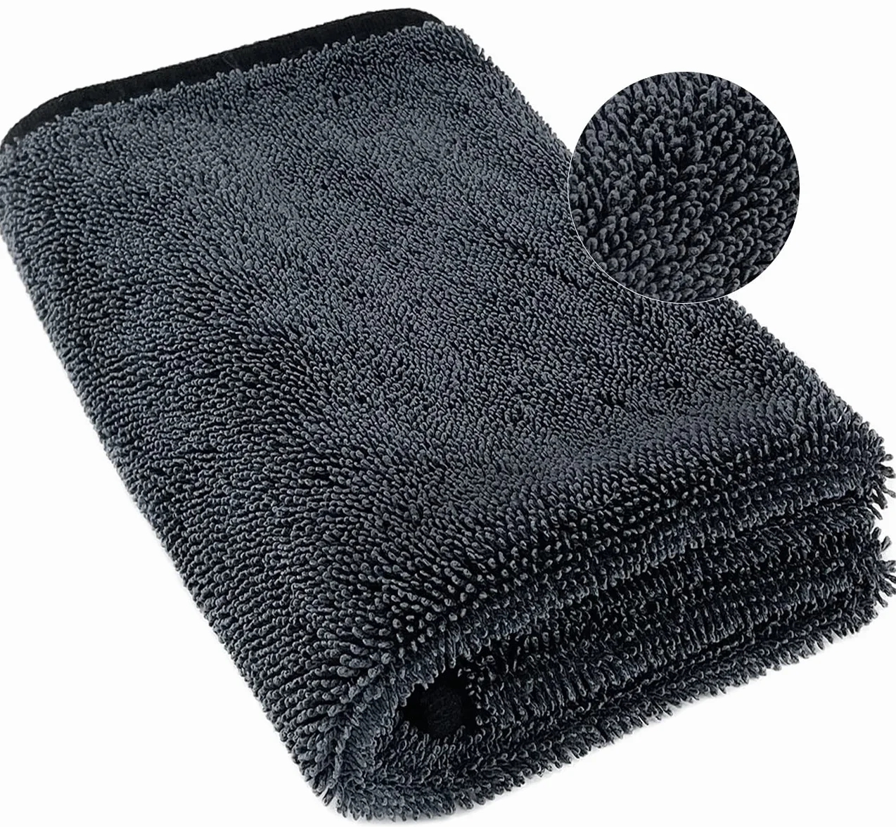 Airlab ściereczka z mikrofibry bardzo duża i gruba XXL 90x60cm, ręcznik z mikrofibry do osuszania samochodu 650GSM, superchłonna ściereczka do czyszczenia i polerowania samochodu, czarna