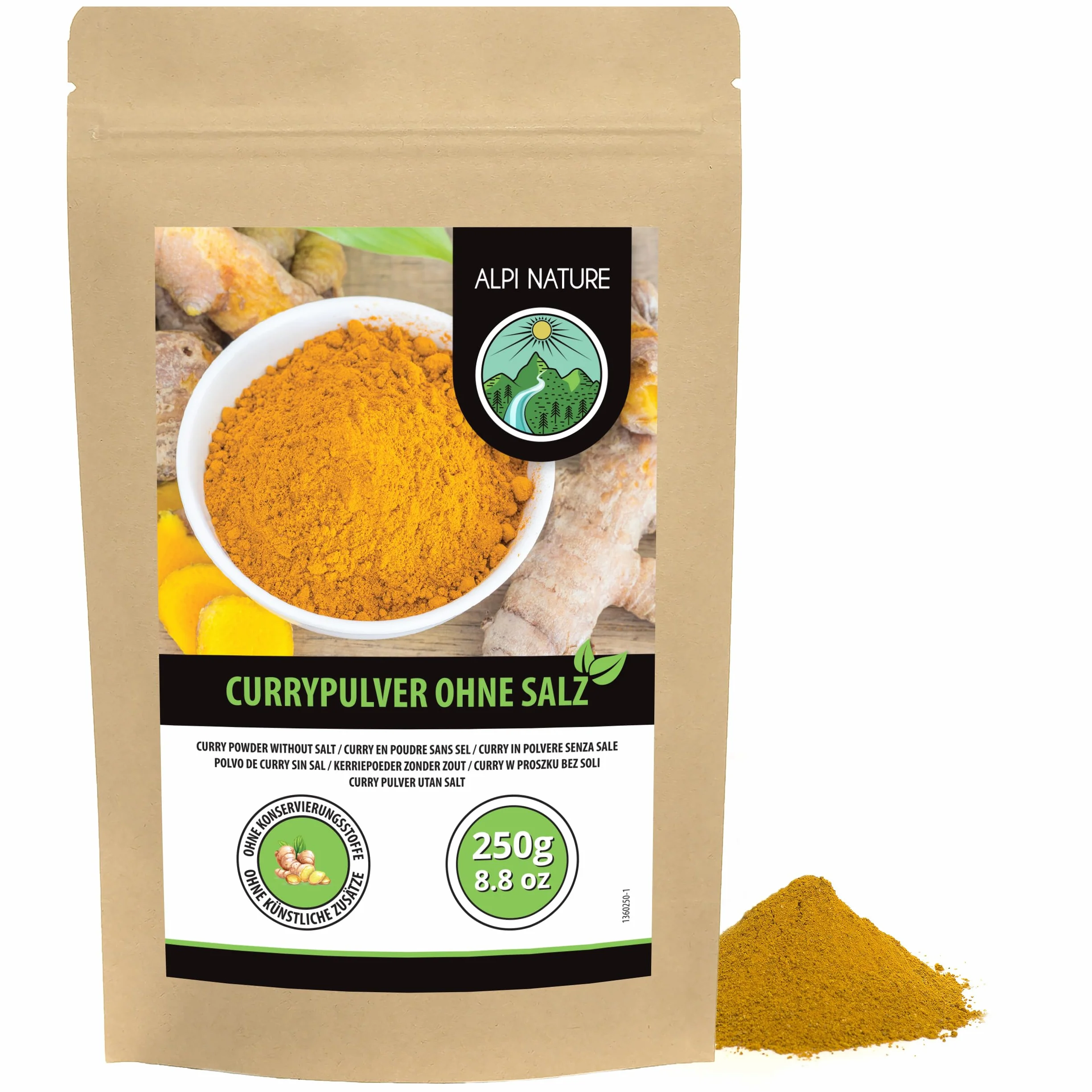 Alpi Nature Łagodny Proszek Curry 250g Bez Soli Przyprawy Indyjskie