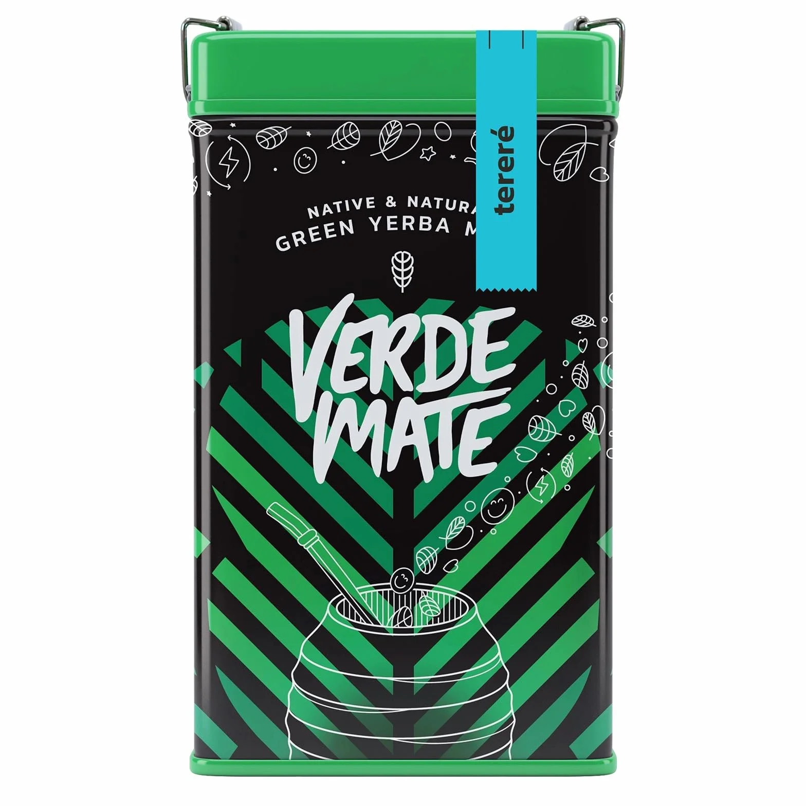 Verde Mate Green Terere 0,5 kg | Yerbera | Metalowa puszka z dozownikiem | Yerba mate do picia na zimno 500 g | Brazylijska | Zielona yerba mate | Herbata yerba mate z Brazylii | Suszona powietrzem