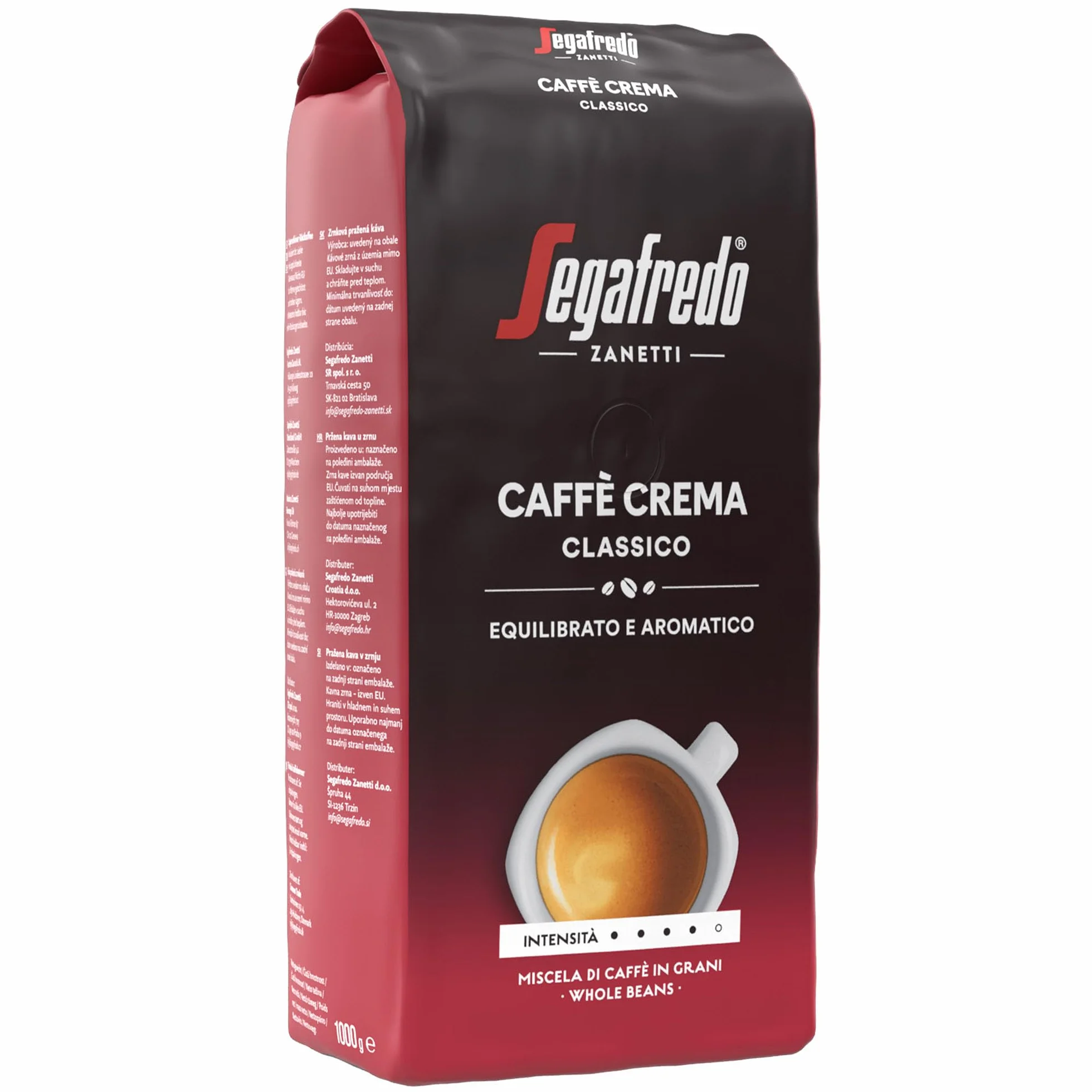 Segafredo Zanetti Caffè Crema Classico Kawa Ziarnista 1 kg Intensywność 4/5