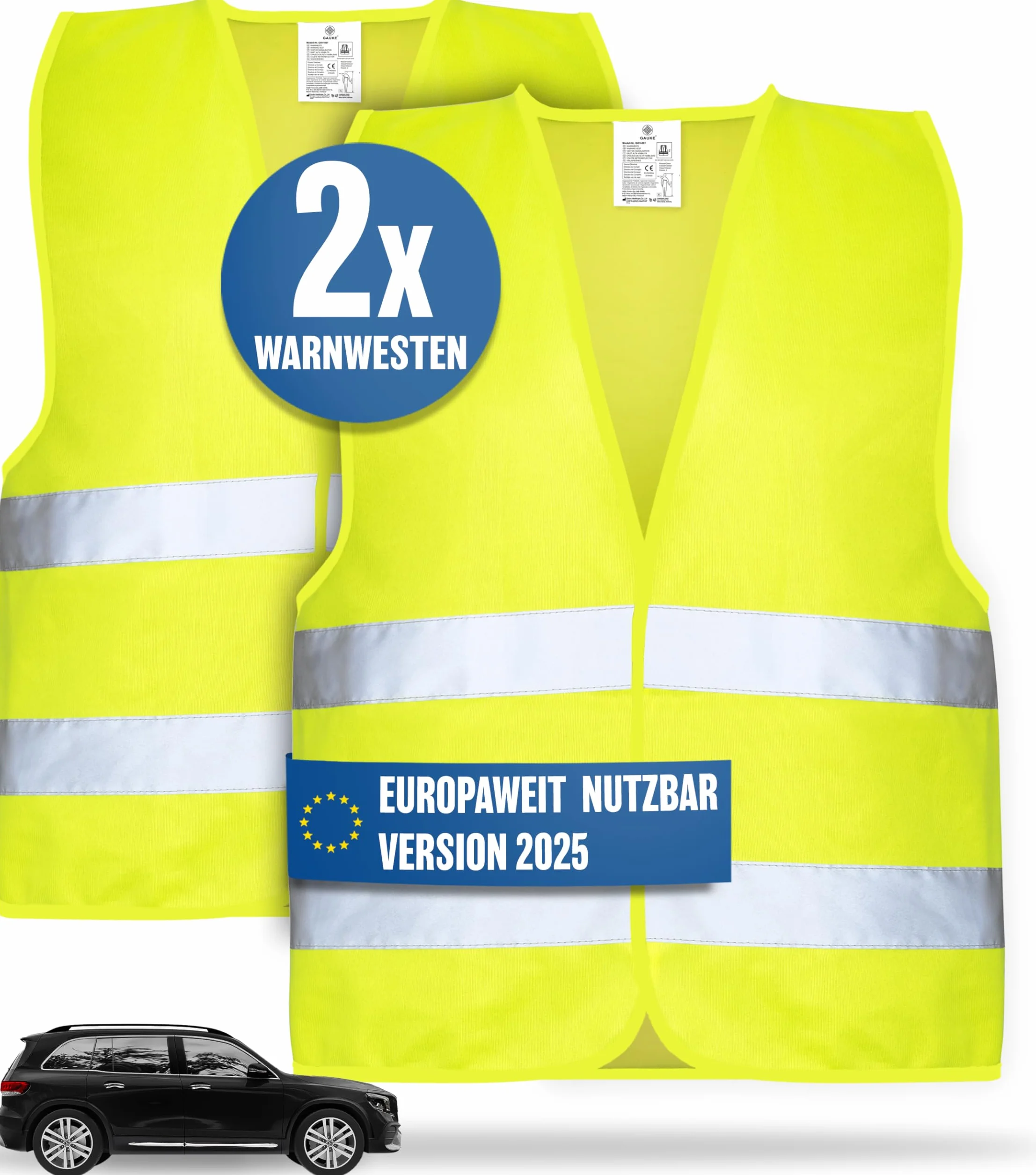 HELDENWERK Samochodowa Kamizelka Odblaskowa dla Dorosłych Zestaw 2 Sztuk