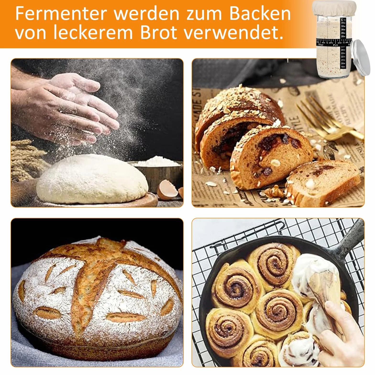 Sourdough zestaw startowy do pieczenia zakwasu, 1000 ml