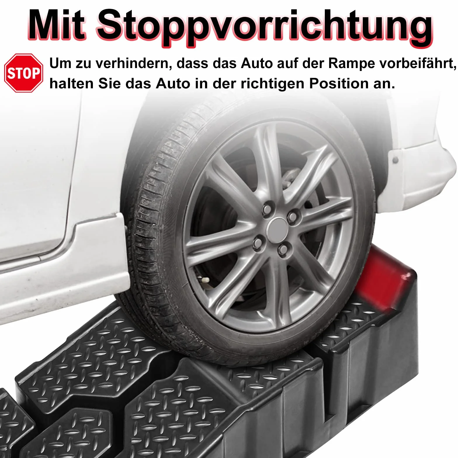 NAIZY Zestaw 2 ramp najazdowych 90x33x22,5 cm do 2,5 ton czarne