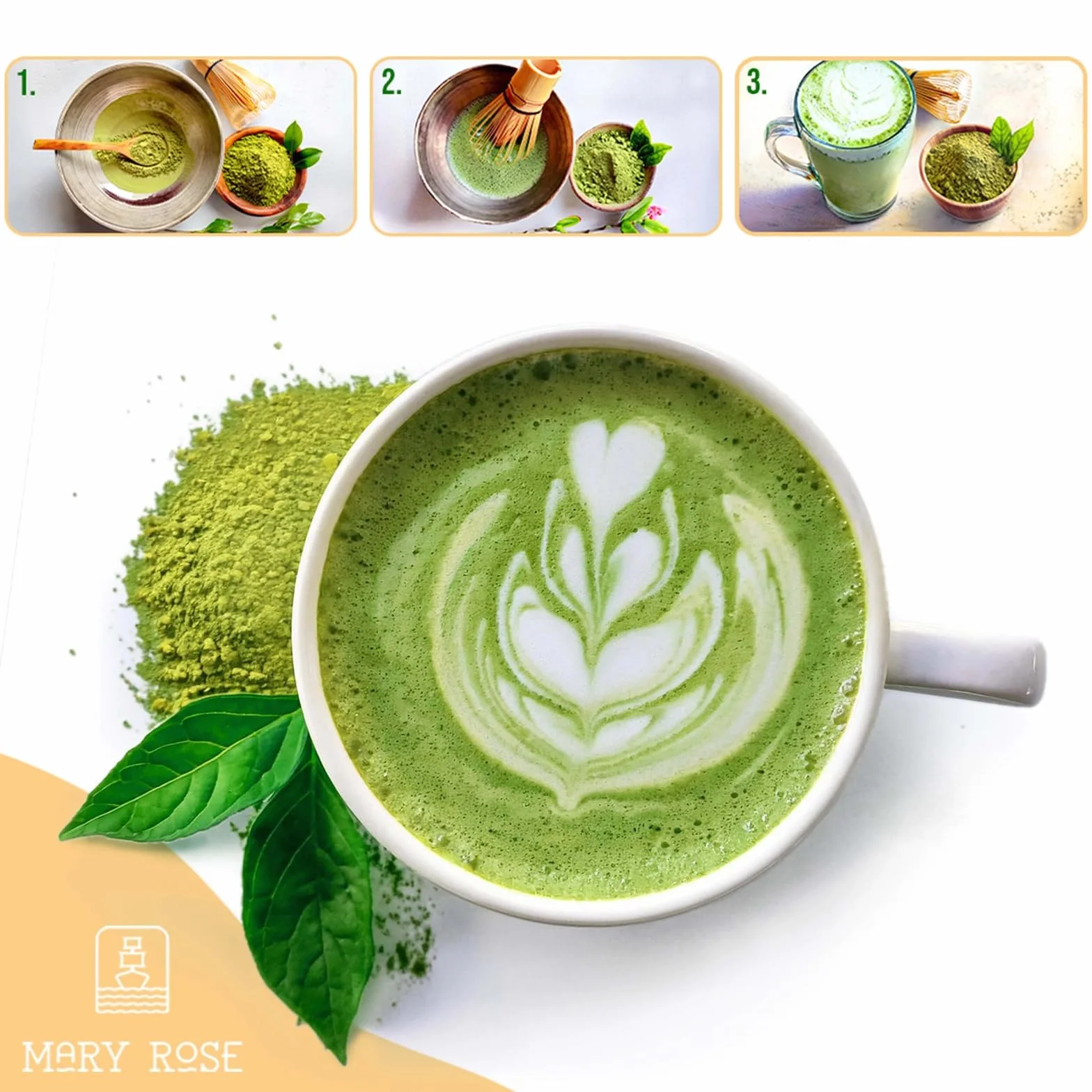 Mary Rose herbata zielona Matcha | Zielona herbata matcha | Zielona herbata w sproszkowanej formie | Źródło teiny | Naturalne pobudzenie | 100g
