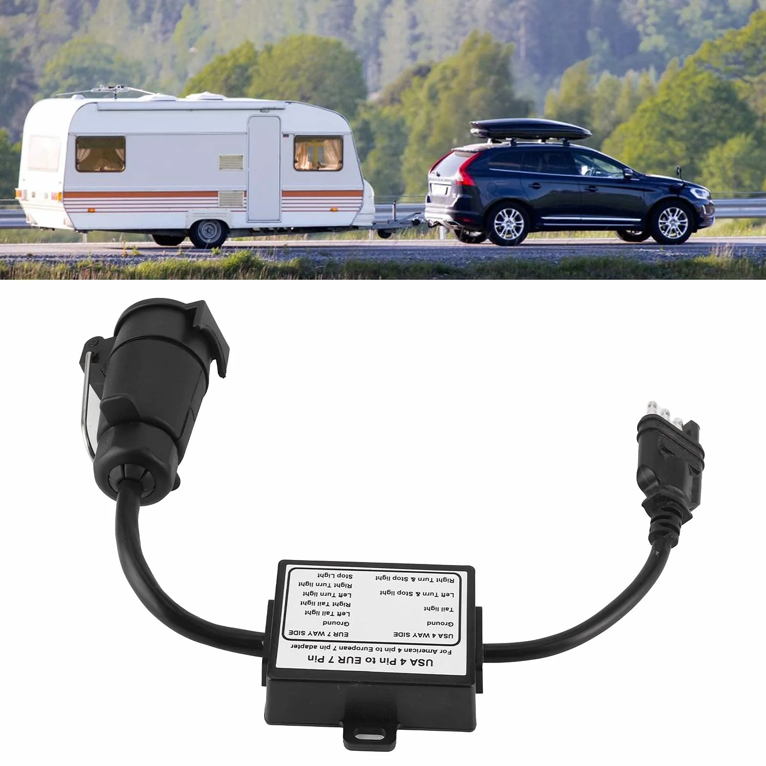 Złącze Wtykowe Przyczepy, Konwerter Światła, Adapter Wtyczki, Elektryczny USA 4-stykowy do 7-stykowego Adaptera EUR, Stop/Separacja Sygnału Hamowania
