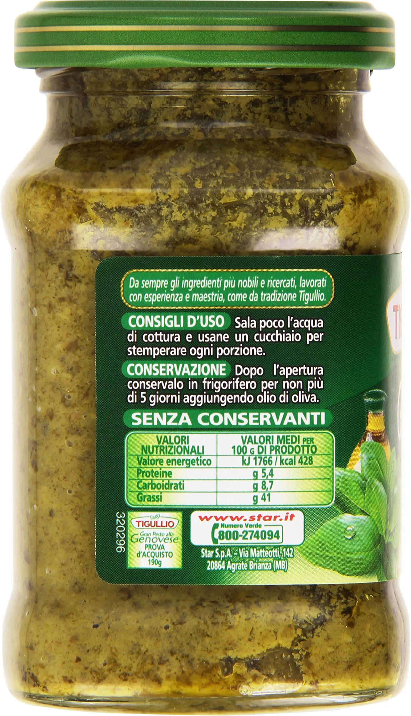 Pesto bazyliowe z czosnkiem 190g Tigullio włoskie z serem Grana Padano DOP