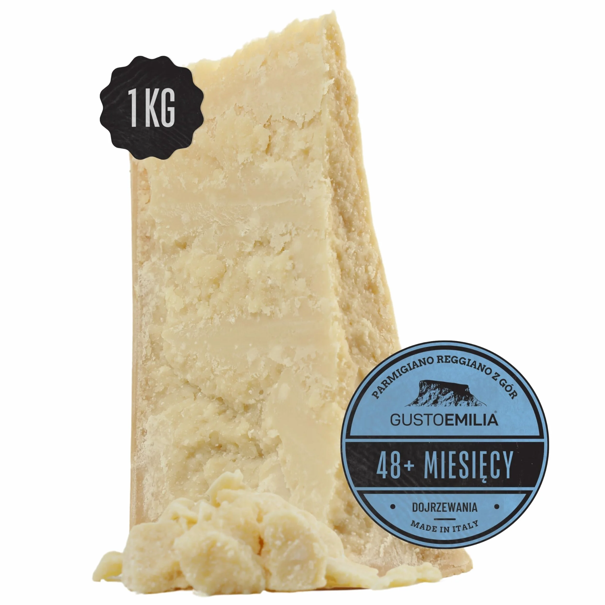 Ser Parmigiano Reggiano z Gór 48 Miesięcy Dojrzały - Idealny do Makaronu, Chleba, Sałatek, Przekąsek i Owoców - Włoski Ser 2,2 lb (1 kg)