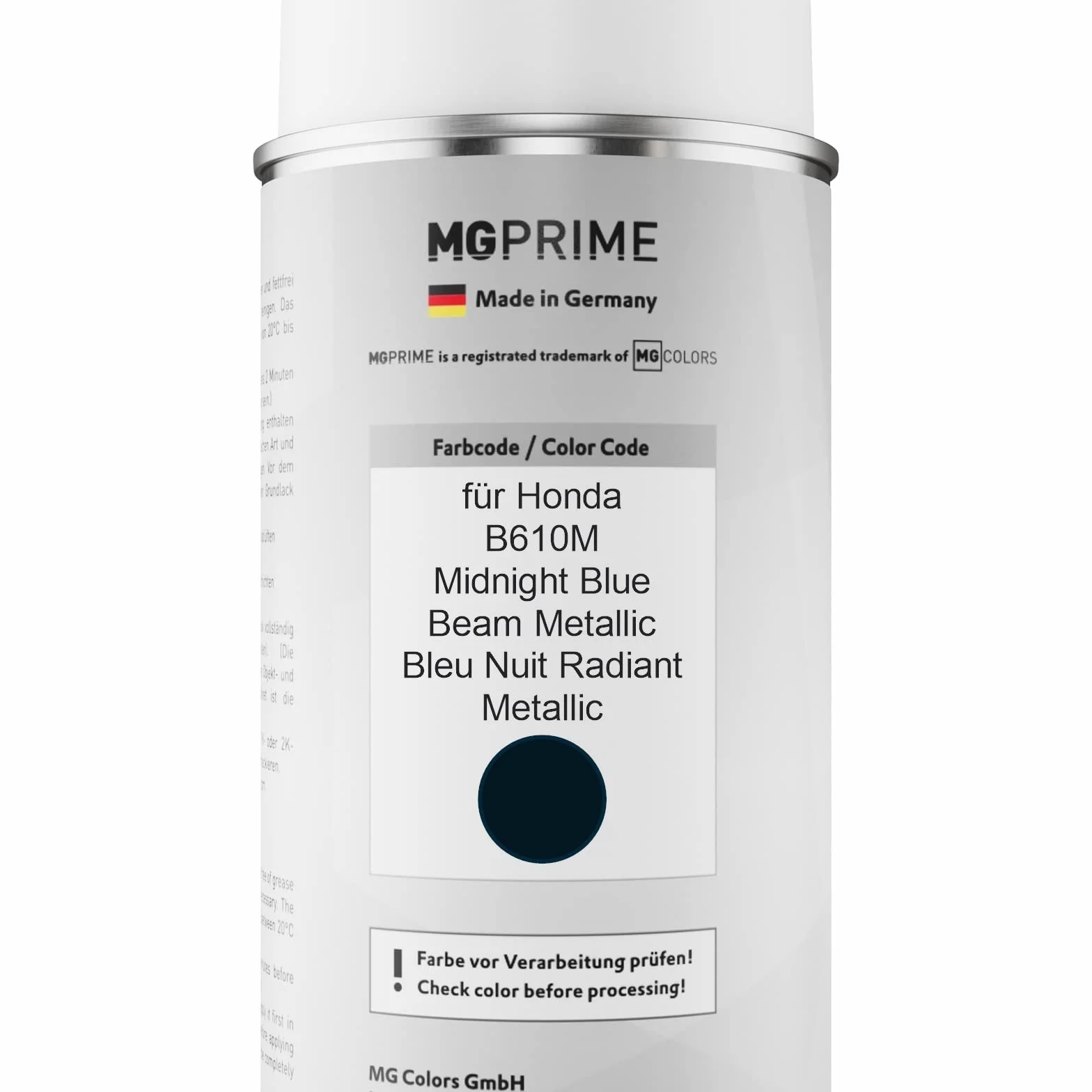 MG PRIME Lakier samochodowy Zestaw puszek do sprayu dla Honda B610M Midnight Blue Beam Metallic/Bleu Nuit Radiant Metallic Lakier bazowy bezbarwny puszka 400ml