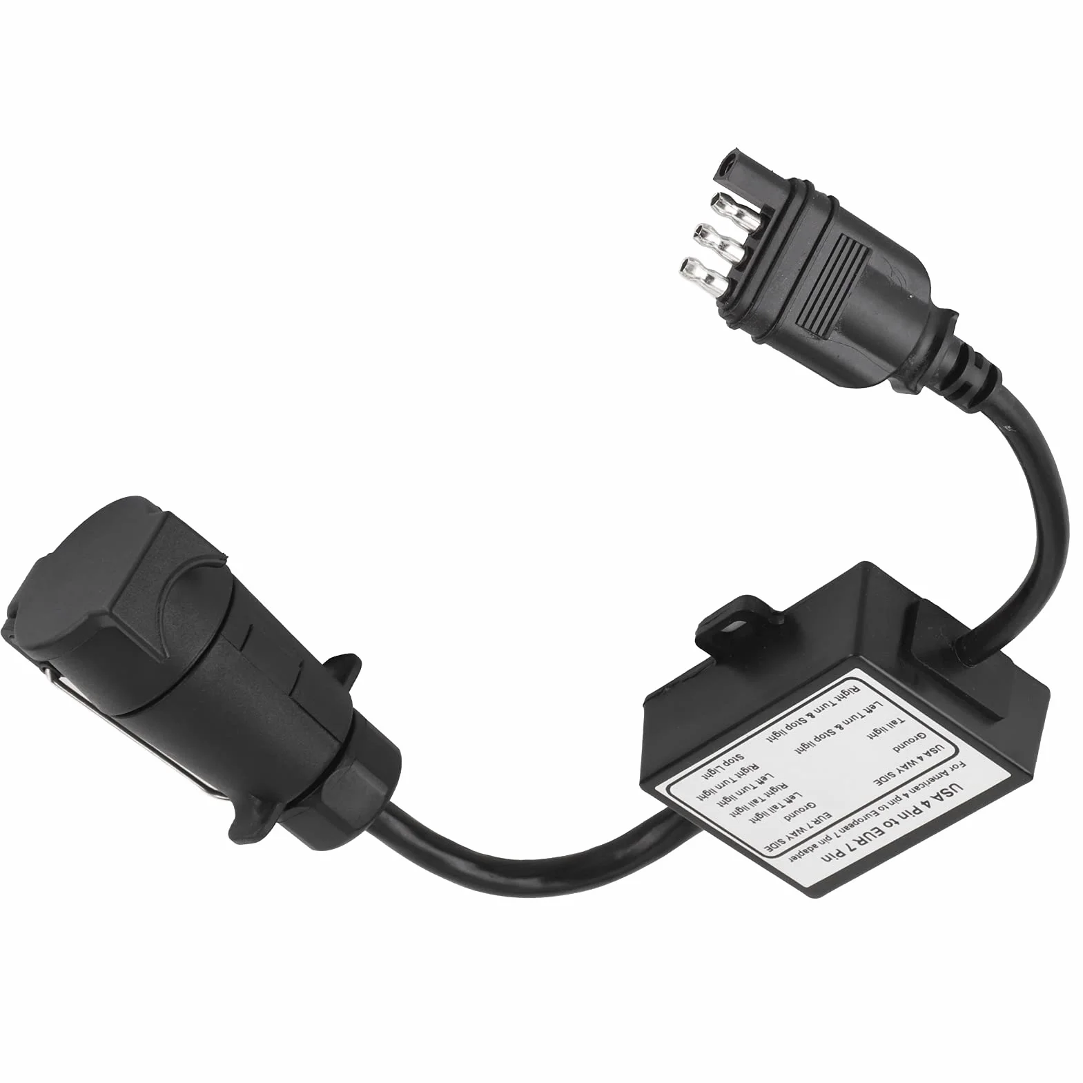 Przewód z wtyczką Przyczepy, Złącze Przyczepy Konwerter światła USA 4-pinowy na EUR 7-pinowy Adapter Stop/rozdzielanie Sygnału Hamowania