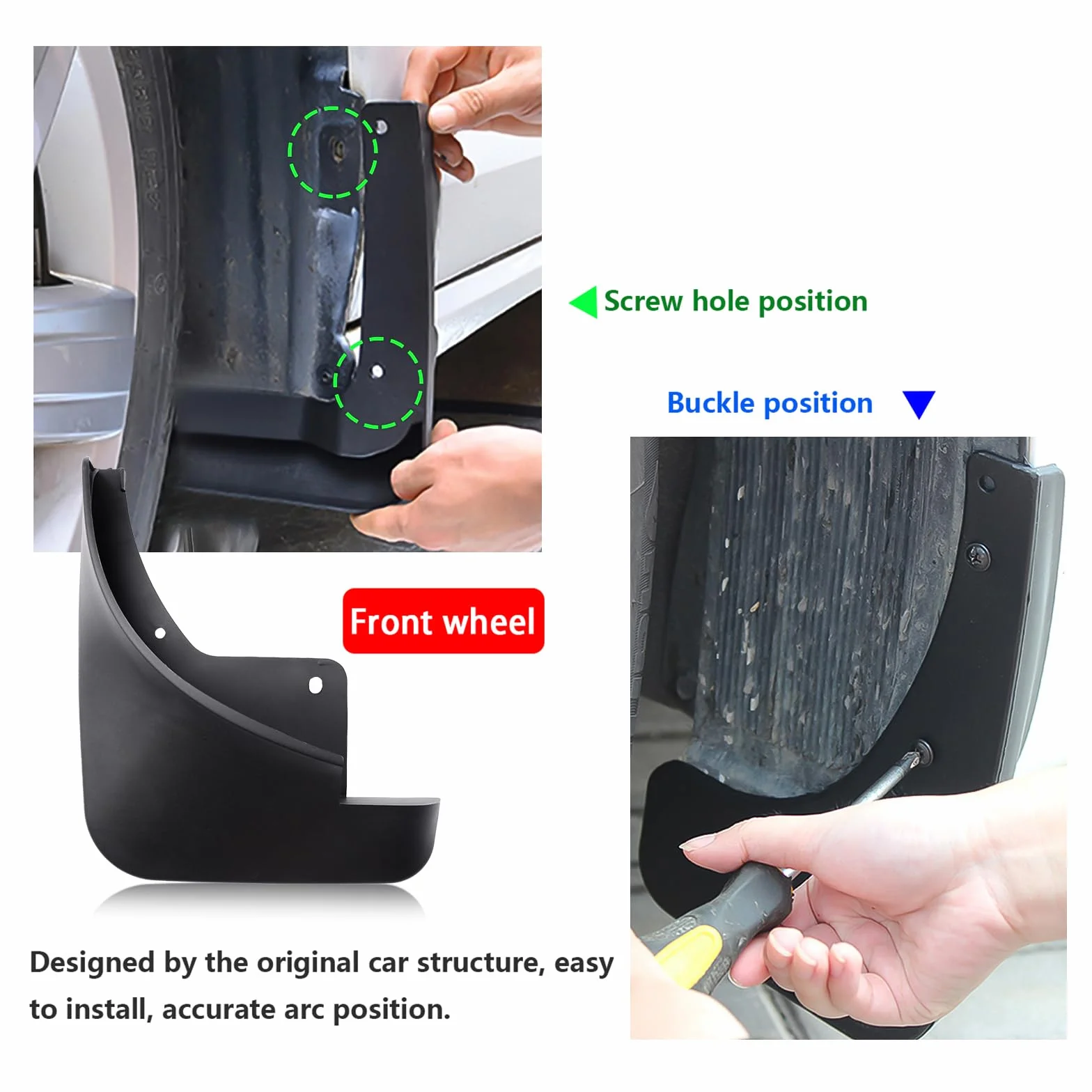 LFOTPP Dacia Spring Electric 2022-2024 2025 chlapacze samochodowe, akcesoria błotników Dacia Spring z tworzywa sztucznego ABS z przodu i z tyłu, osłona przeciwbłotna, ochrona koła, wymagane wiercenie