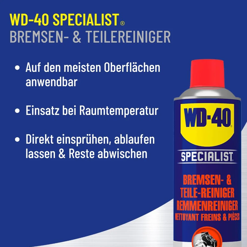 WD-40 Specialist Środek do czyszczenia hamulców 500 ml – usuwanie tłuszczu do hamulców, sprzęgieł i części silnika