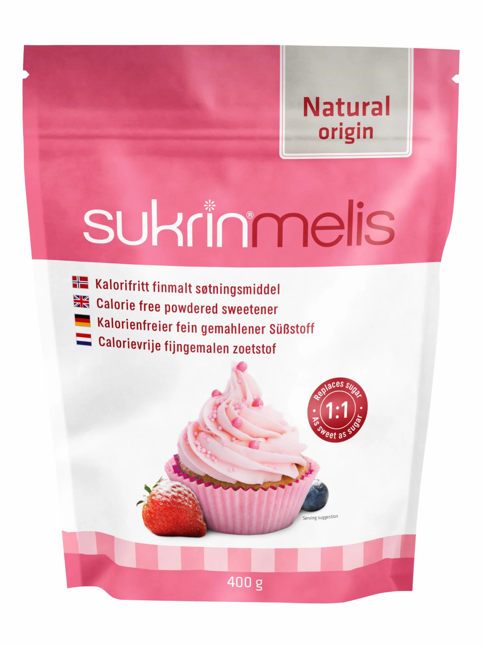 Sukrin Cukier puder (1:1) – naturalny substytut cukru, bezkaloryczny, niski indeks glikemiczny, z erytrytrytem i stewią – keto, o niskiej zawartości węglowodanów i wegański – idealny do gotowania i