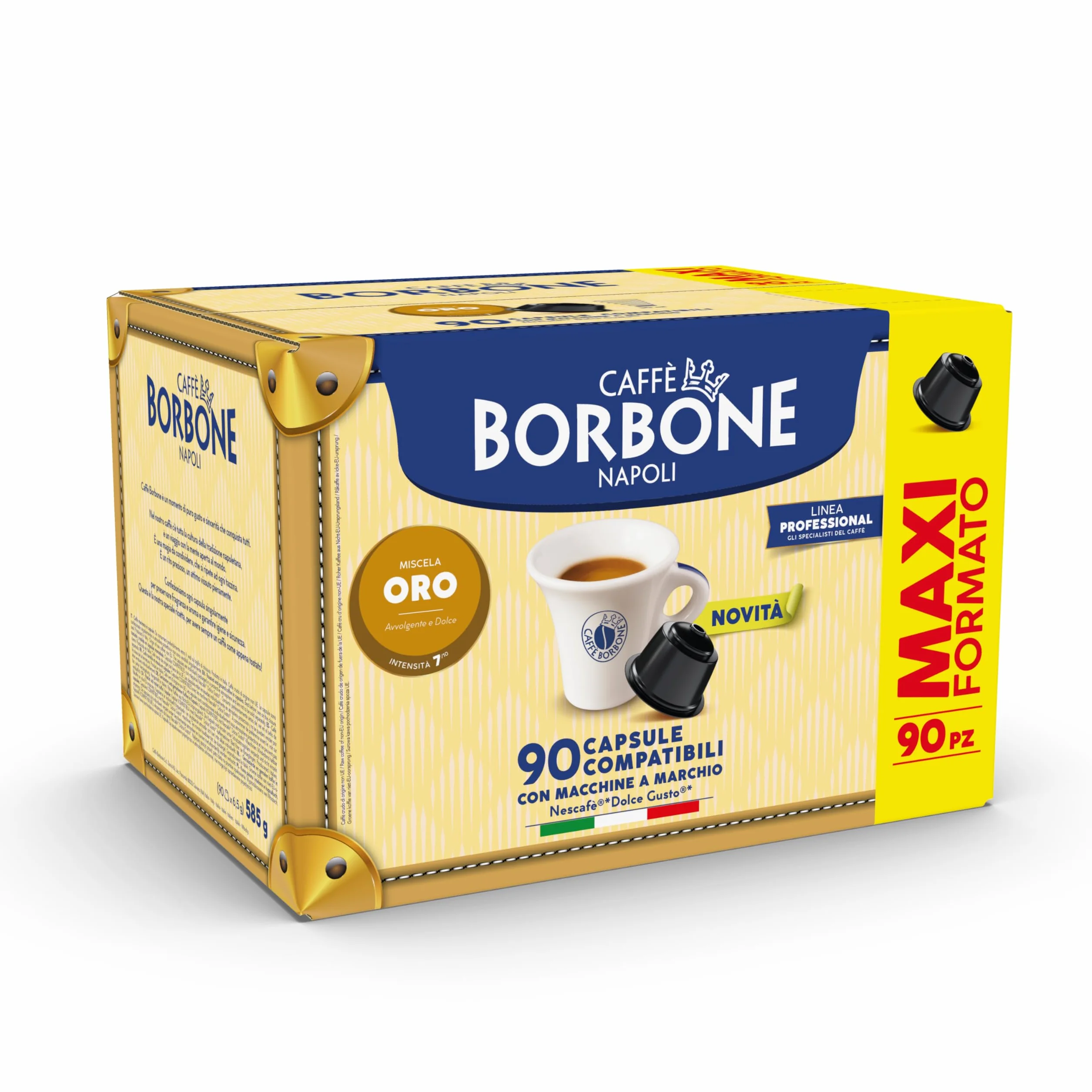 Caffè Borbone, Mieszanka Złota - 90 Kapsułki do Kawy (6 opakowań po 15 sztuk) - Kompatybilna z ekspresami do kawy Nescafé* Dolce Gusto*