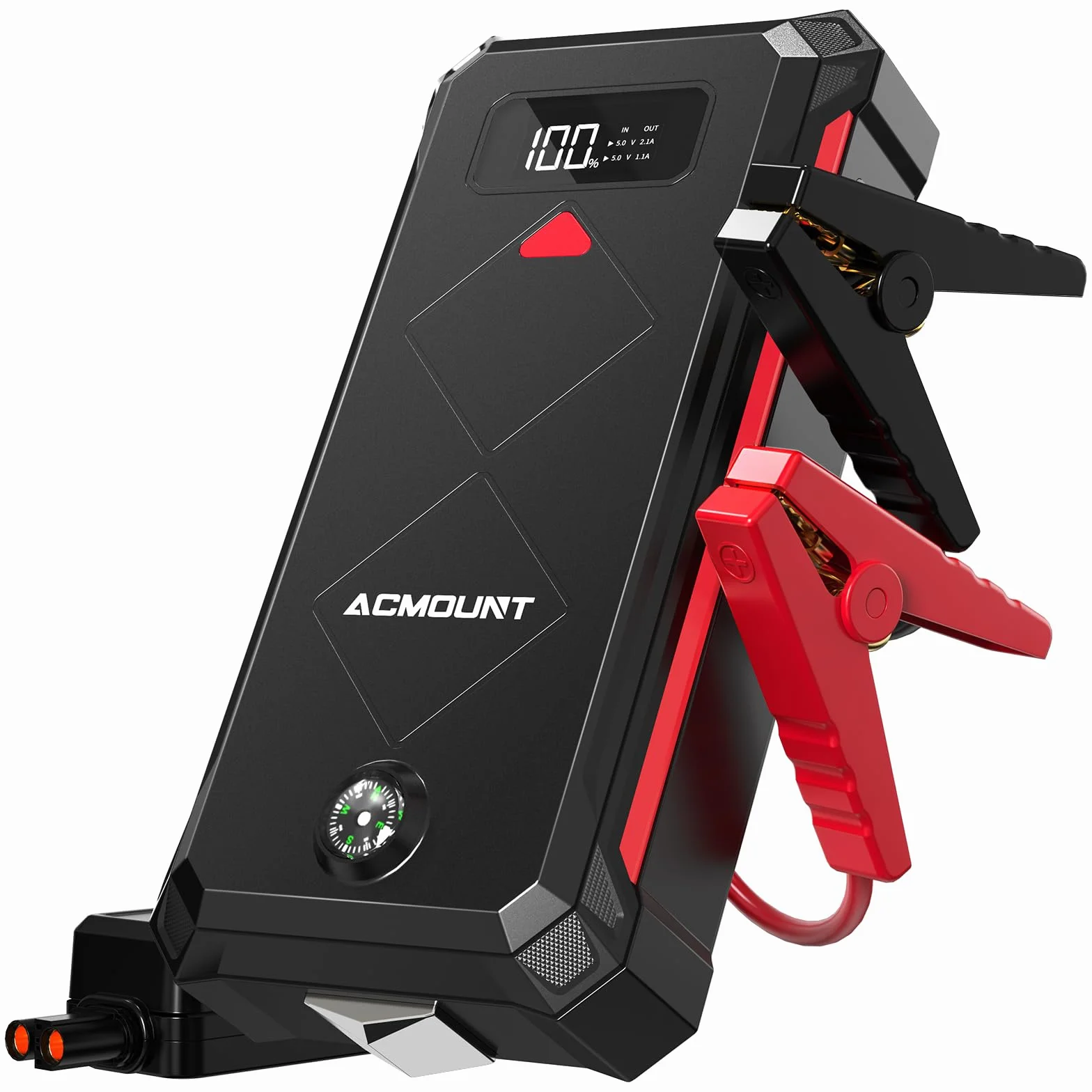 Acmount Powerbank Rozruchowy, 7000A Samochodowy Powerbank Rozruchowy do Osobowych, Rozrusznik (Do 12L Benzyna/10L Diesel), Booster Baterii z Latarką LED, Kablami Rozruchowymi, USB i Kompasem
