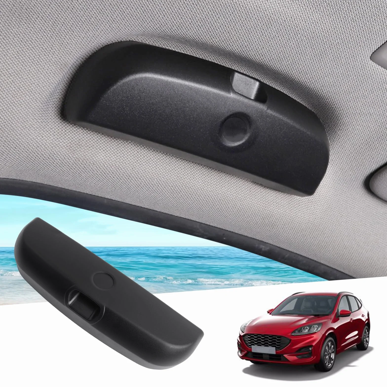 GAFAT Kompatybilny z Ford Kuga 3 MK3 ST-Line 2020-2024 2025 Uchwyt na Okulary Słoneczne Etui na Okulary Samochodowe, Kuga MK3 2024 Pudełko Organizacyjne, Akcesoria do Kuga 3 (Czarny-Upgrade)