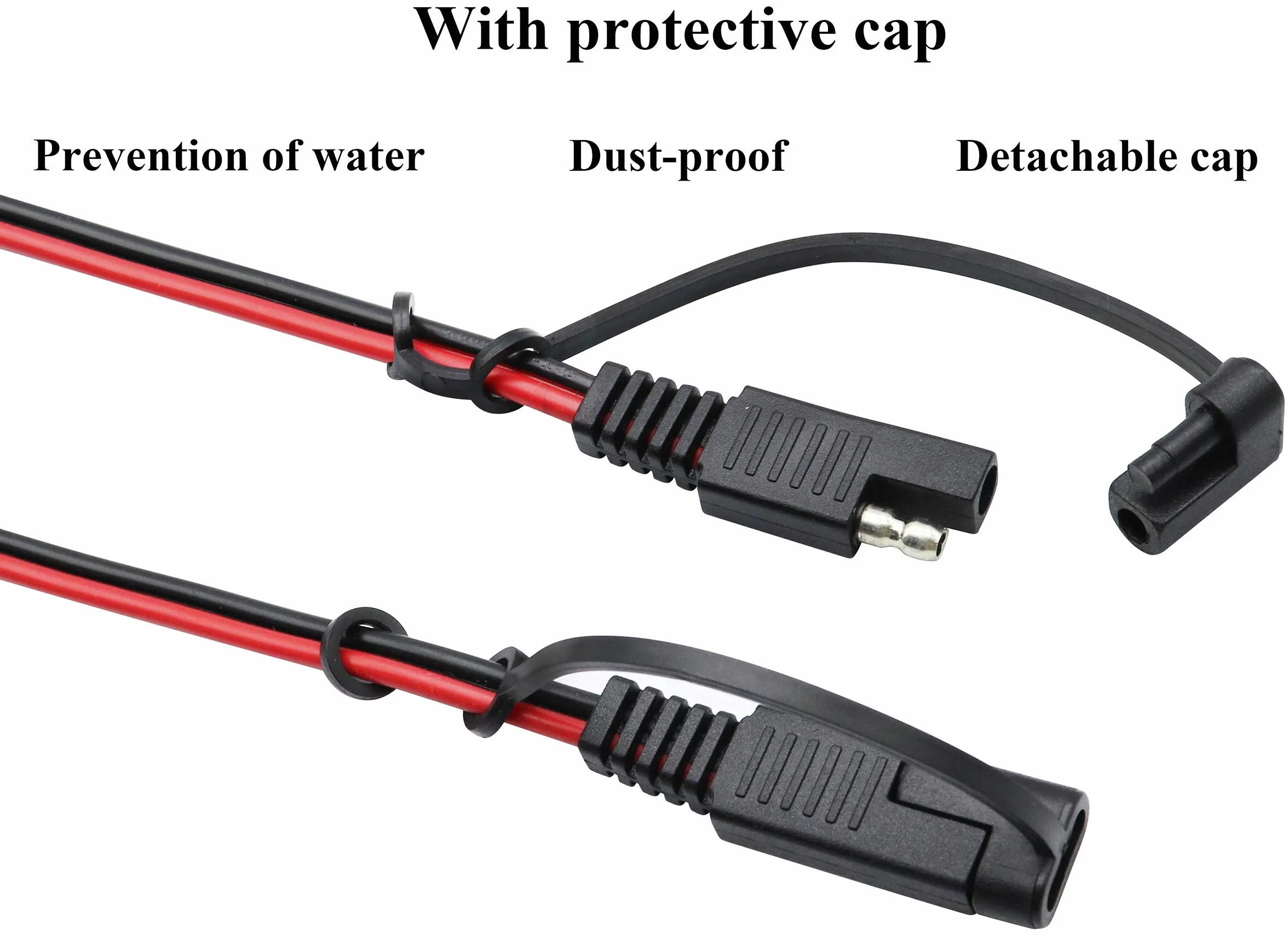 SAE Przedłużacz 16 AWG, wiązka przewodów 12 V-24 V DC, z przełącznikiem, szybkie połączenie/odłączanie, kabel zatrzaskowy do motocykla, samochodu, przyczepy kempingowej, paneli słonecznych