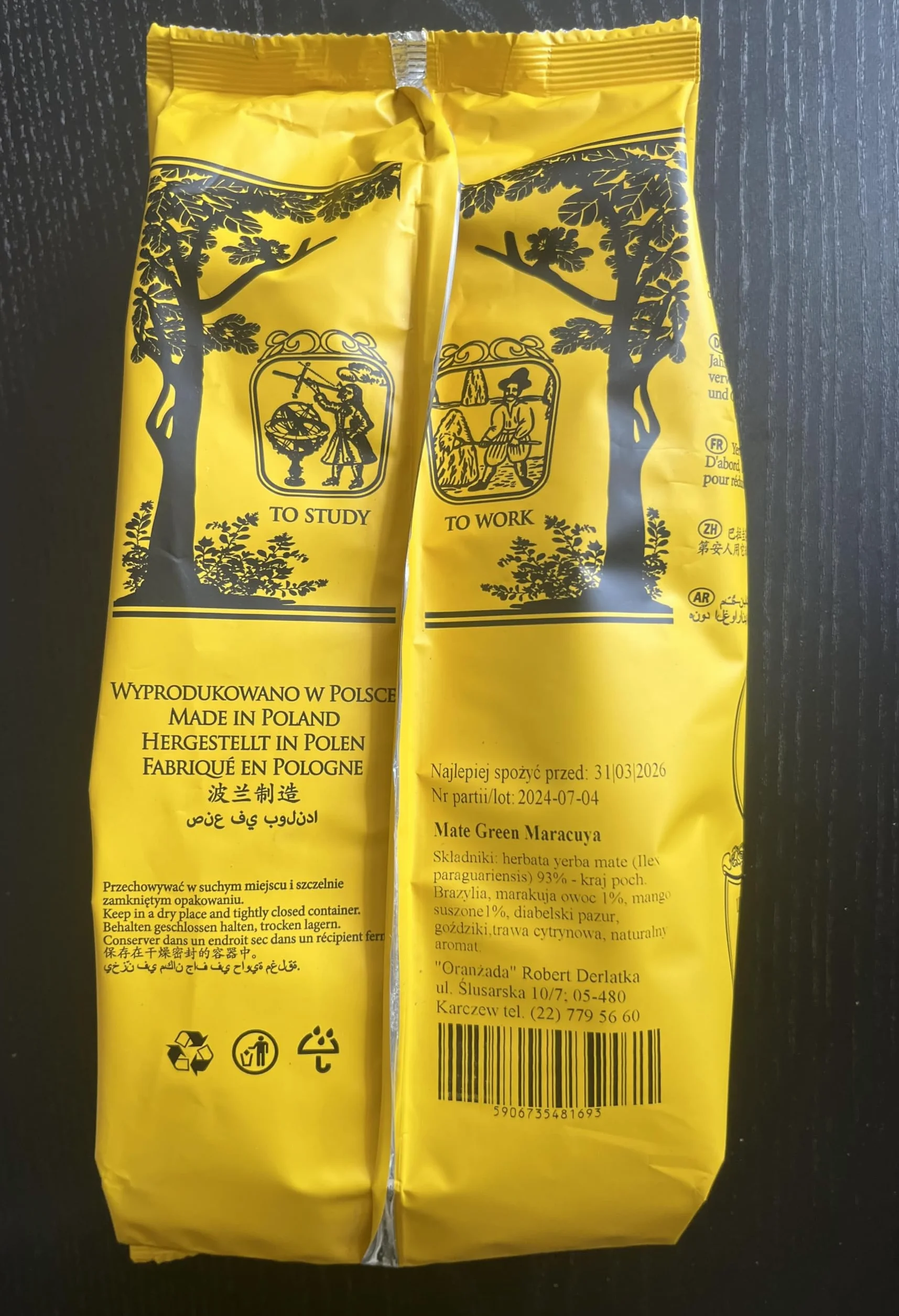 Mate Green Mate Tee Green 'Maracuya' 400 g, prawdziwy brazylijski Yerba Mate, bogaty i głęboki smak z marakuyą, diabelskim pazurem i goździkami