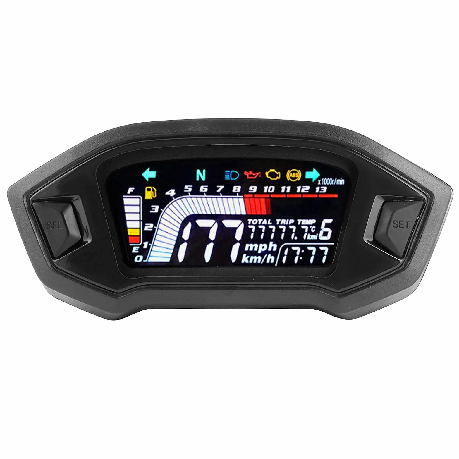 Prędkościomierz motocyklowy LCD Cyfrowy licznik kilometrów Wodoodporny dla motocykla 1 2 4 cylindry