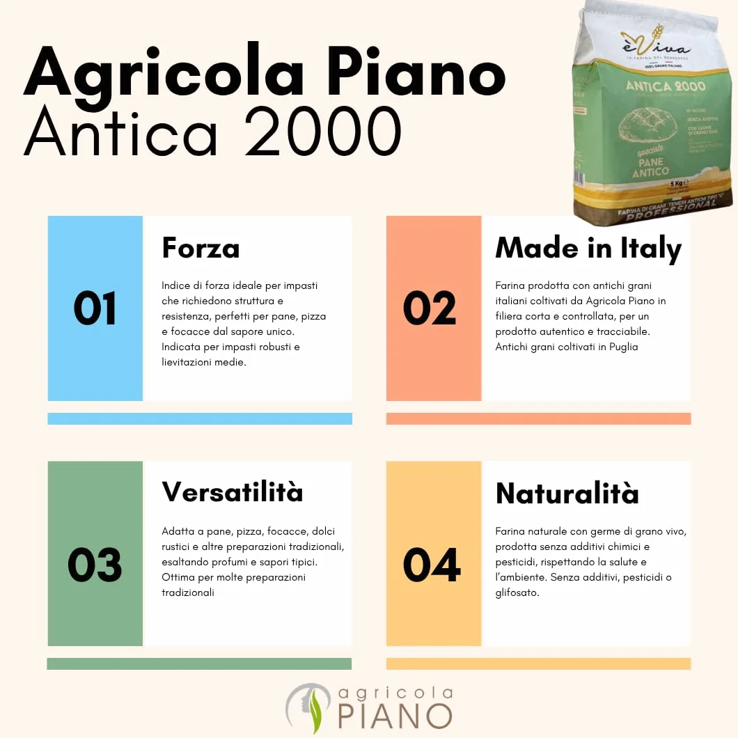 Agricola Piano Antica 2000 Mąka z dawnych odmian pszenicy miękkiej Typ 550 5 kg