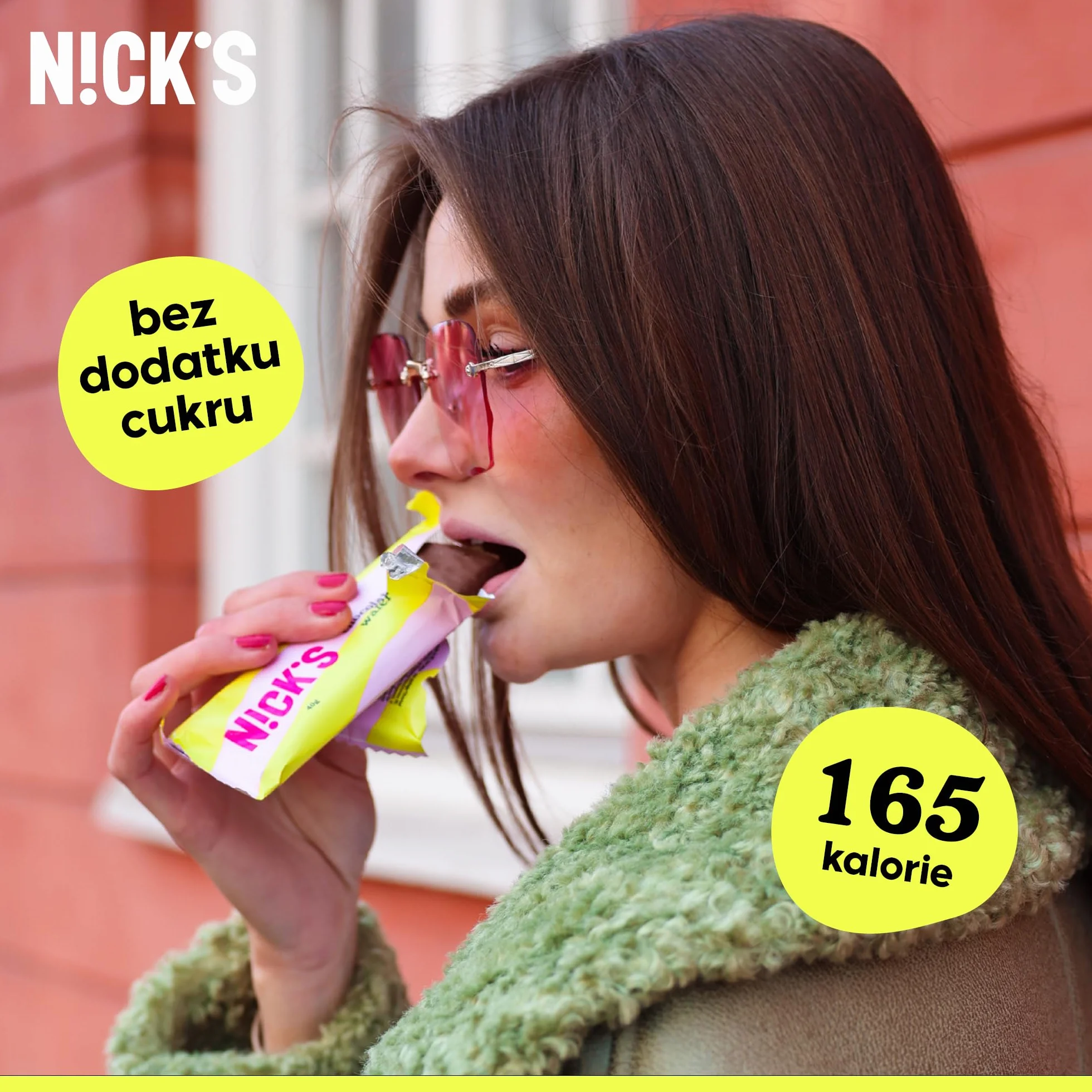 NICKS Chocolate Wafer Batony Czekoladowe Niskowęglowodanowe Bez Dodatku Cukru Bezglutenowe 9x35g