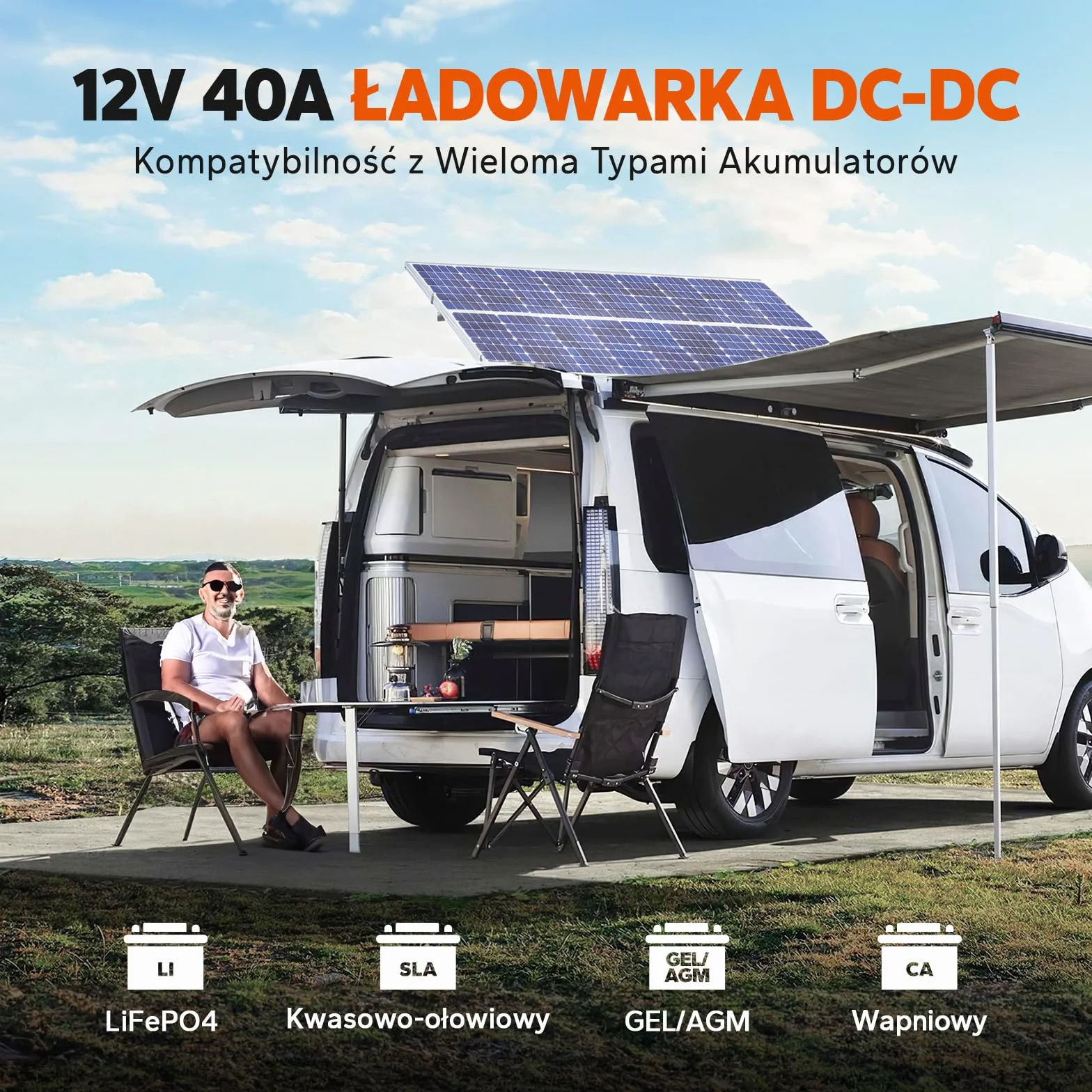 LiTime Ładowarka do akumulatorów 12 V 40 A DC-DC z MPPT, podwójne wejście, inteligentna ładowarka do akumulatorów litowych 14,6 V LiFePO4, szybkie ładowanie do WoMo, przyczep kempingowych, instalacji